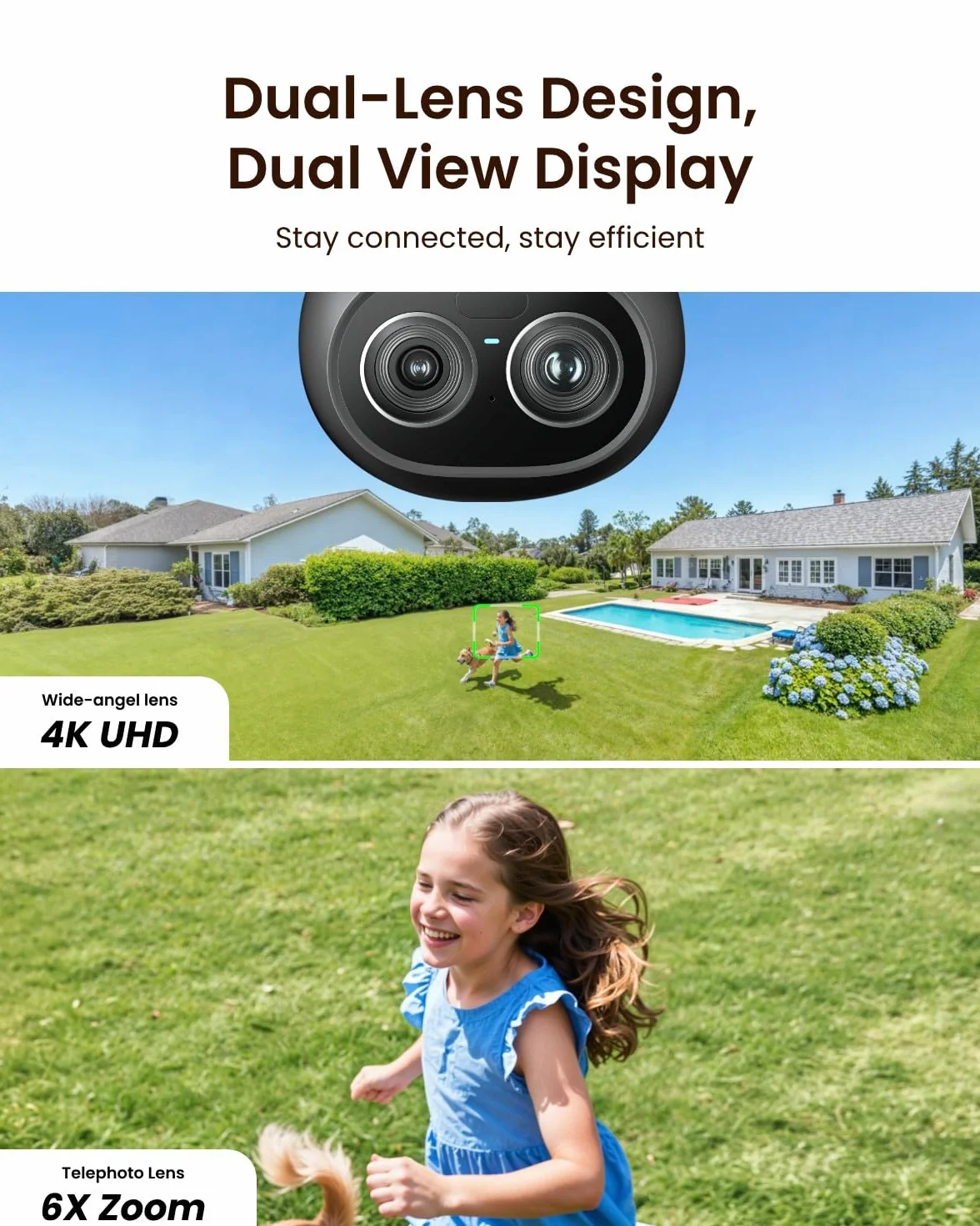 Reolink TrackFlex Floodlight WiFi 4K z podwójnym obiektywem, 360°PTZ, 6-krotny hybrydowy zoom, 3000 lumenów, inteligentne wykrywanie, lokalne wyszukiwanie wideo z wykorzystaniem sztucznej inteligencji