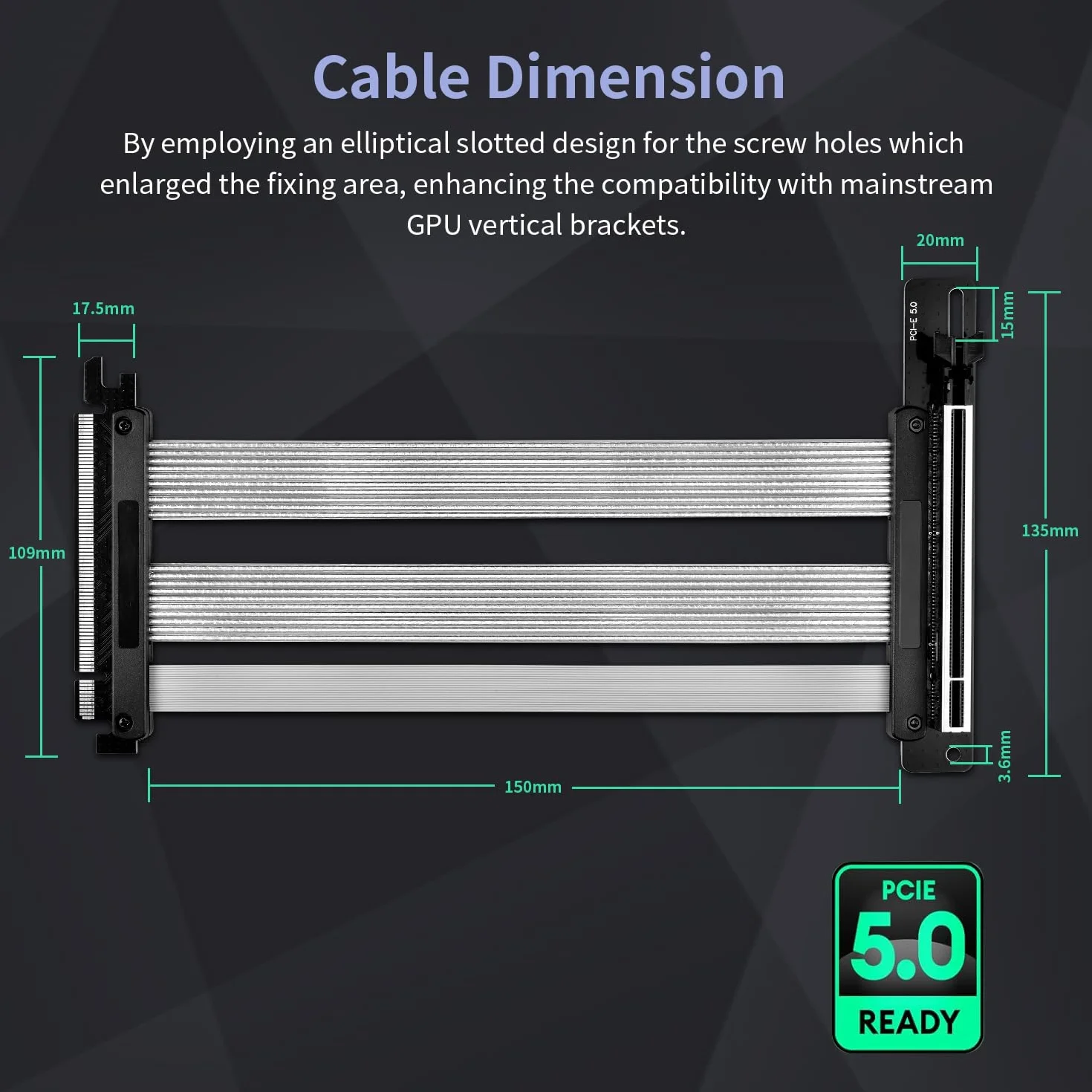 PCIe 5.0 X16 kabel Riser - przepustowość 128 GB/s - pionowy uchwyt GPU zestaw montażowy do WRX80/90E, RTX4090/5090/RX7900XTX - kompatybilny z PCIe 4.0 3.0 - bardzo elastyczny, podwójnie ekranowany
