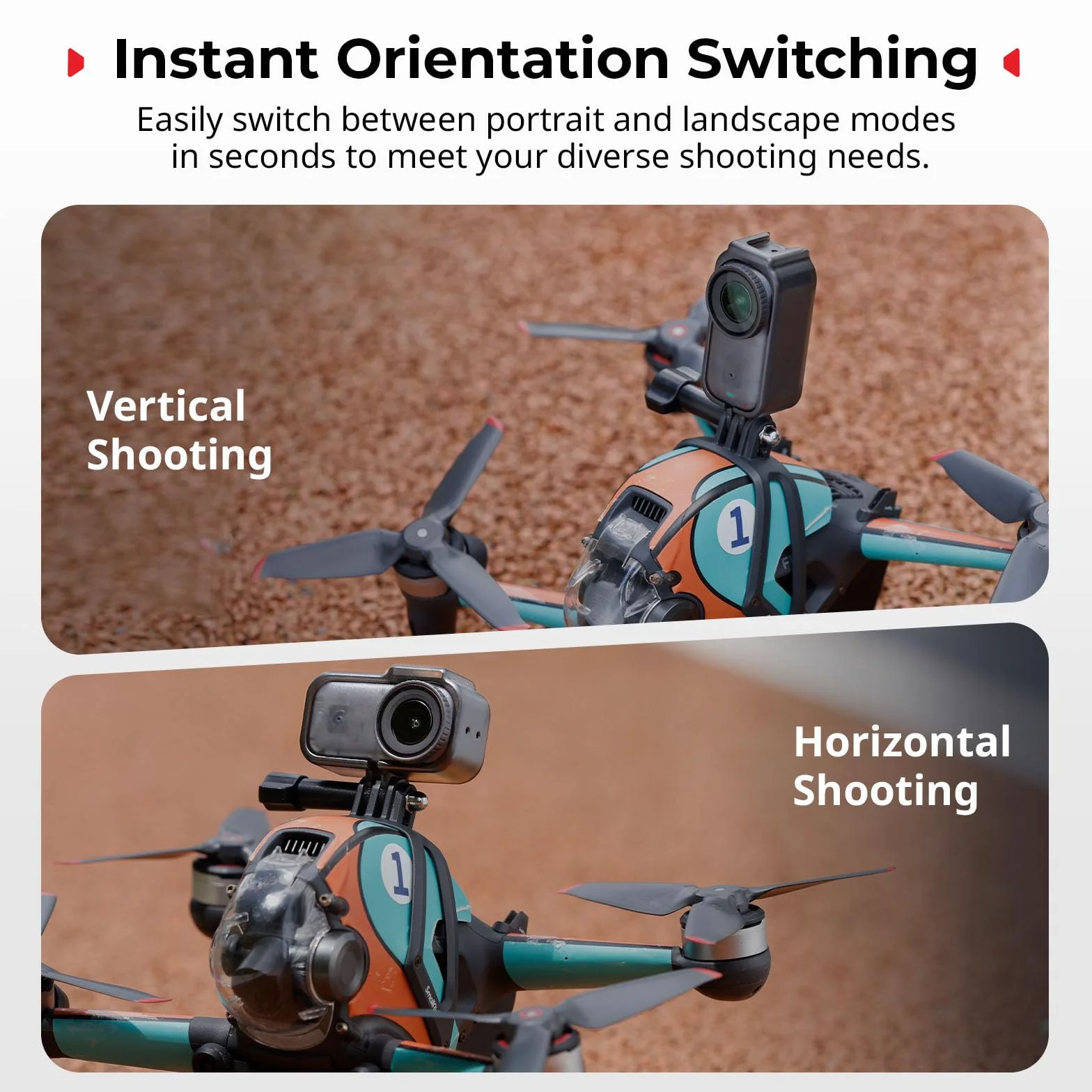 SMALLRIG Zestaw Vertical to Horizontal Action Camera Cage do DJI Osmo Nano, z otworem lokalizacyjnym 1/4"-20, silikonową uszczelką, zimną stopką, konstrukcją szybkiego montażu - 5757