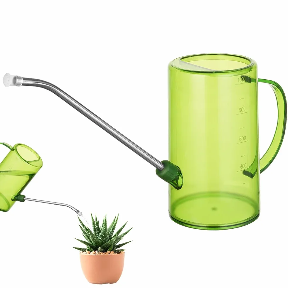 OFFCUP Konewka do nawadniania 1 l, plastikowa mini mała konewka, długa wylewka, doniczka do użytku domowego, bonsai, wewnątrz, na zewnątrz, ogród, sukulenty (zielona)