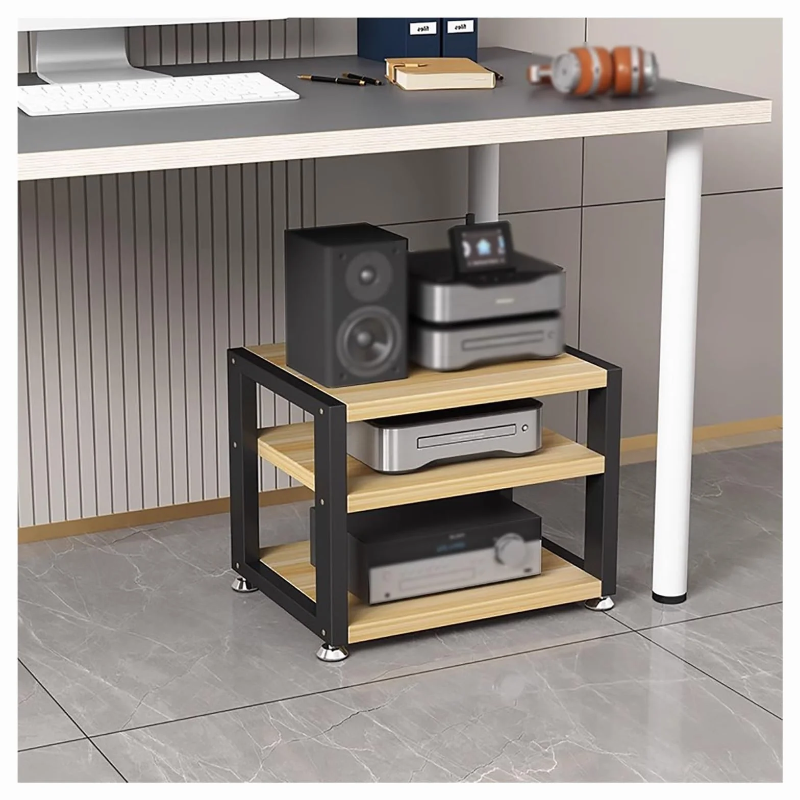 HYJYGM 3/4 poziomu Małego głośnika dźwiękowego stojak stereo Media Media Component dla kina domowego, audio wideo odtwarzacza gramofonu Rack Tower Console TV Stand, sprzęt elektroniczny (White-3