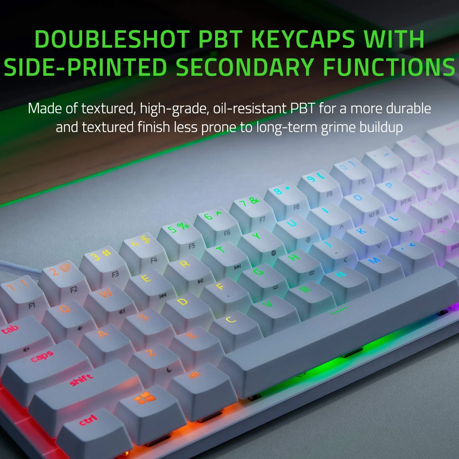 Razer Huntsman Mini (Purple Switch) – kompaktowa klawiatura do gier 60% (klikalne przełączniki optyczno-mechaniczne, podwójnie formowane klawisze PBT) Układ QWERTY US | Mercury