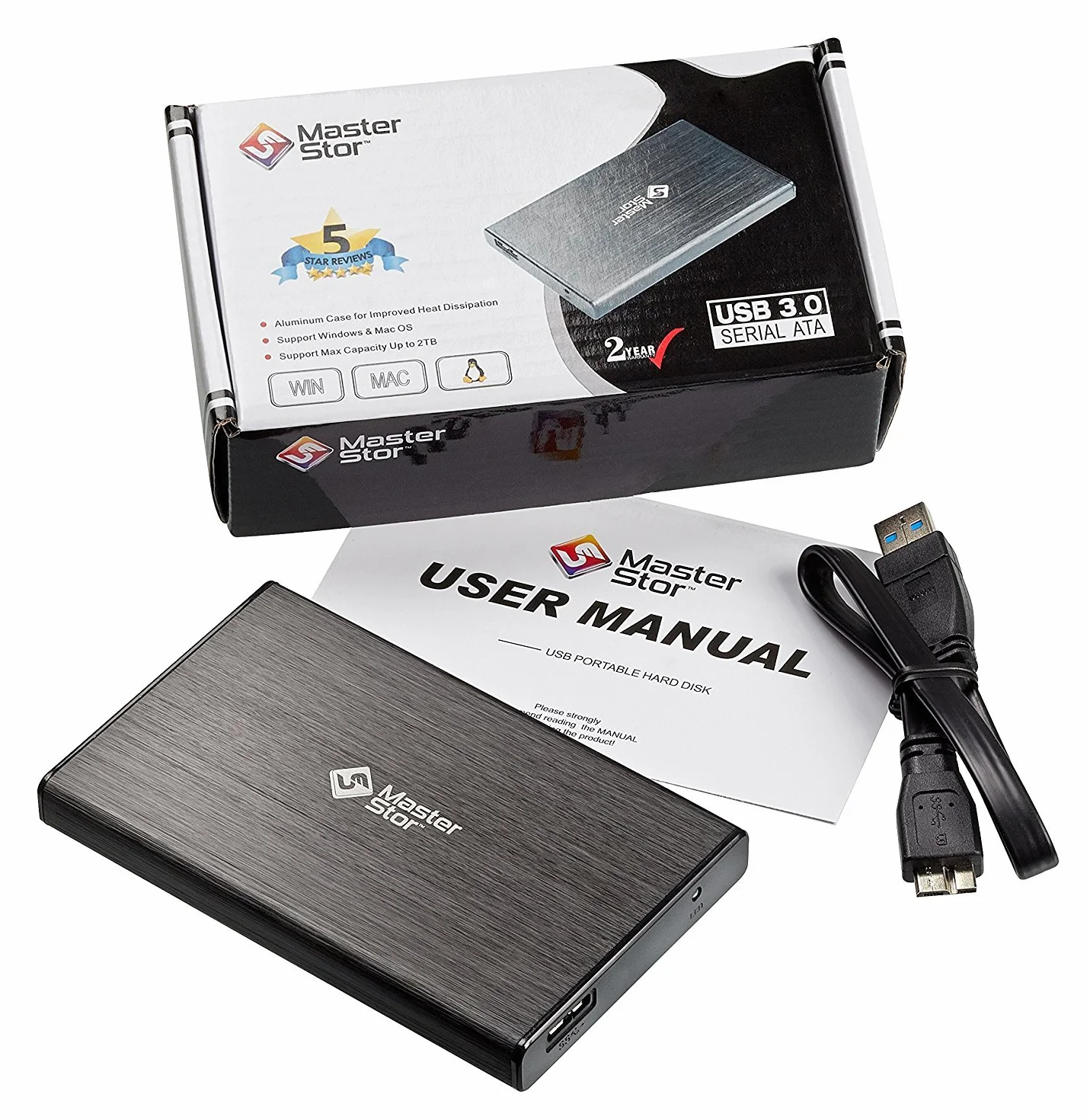 MasterStor Zewnętrzny dysk twardy USB 3.0 Super-Fast 2,5-calowy SATA zewnętrzny dysk twardy laptop przenośny dysk twardy 120 GB czarny