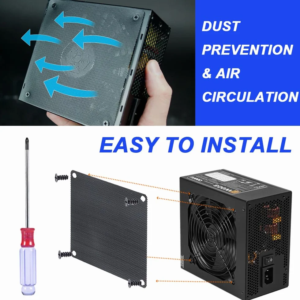 Xiatiaosann PCI osłona wentylatora 120 mm z wentylatorem PC, filtr drobnego pyłu (120 mm x 120 mm filtr przeciwpyłowy + gniazdo PCI 20 mm x 120 mm, czarna) ze śrubami, śrubokrętem