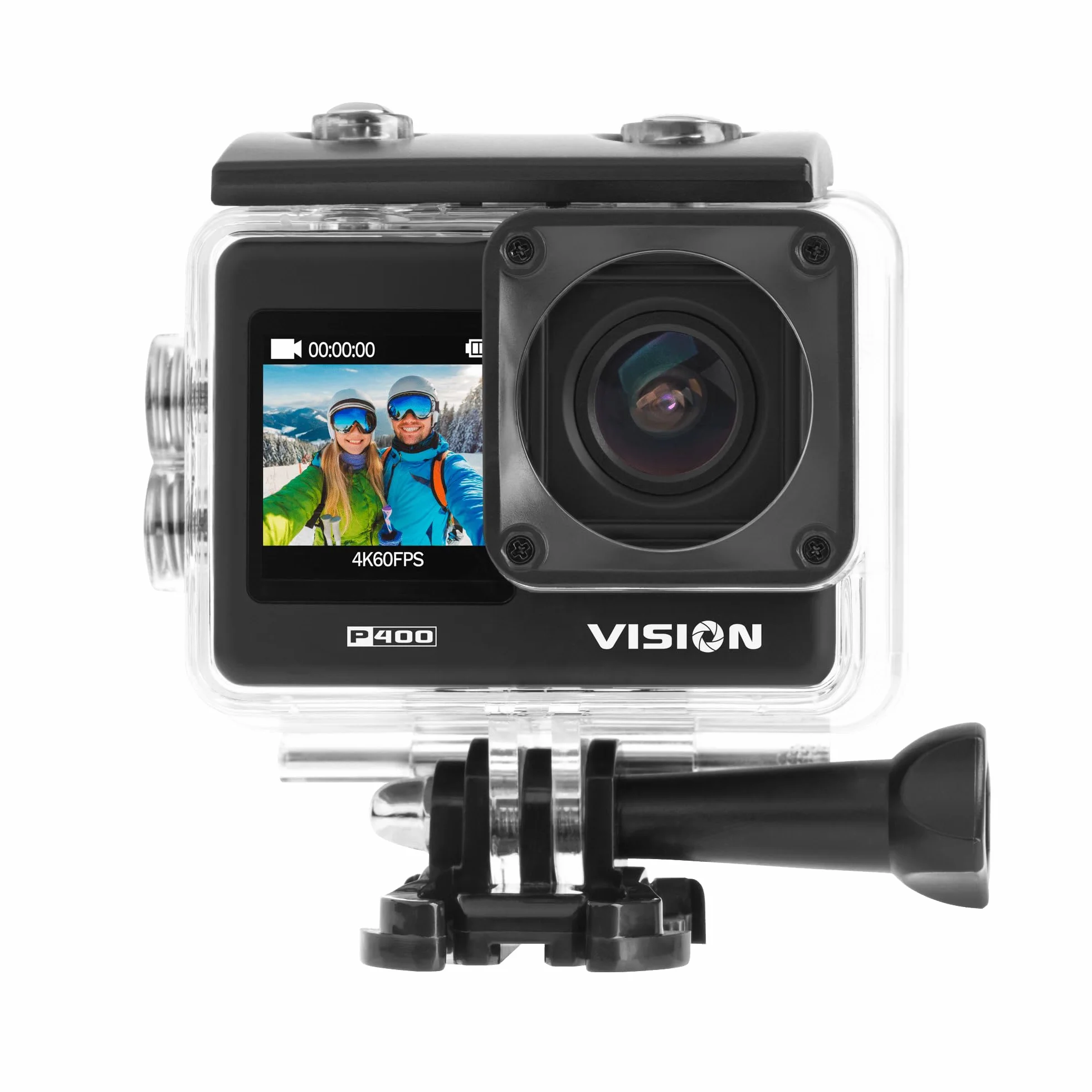 Krüger&Matz Kamera Sportowa 4K 60 FPS Vision P400 4 GB RAM Wyświetlacz 2” 320 x 240 px Wi-Fi Mikrofon Wodoszczelna Obudowa Slow Motion Nagrywanie Poklatkowe KM0292