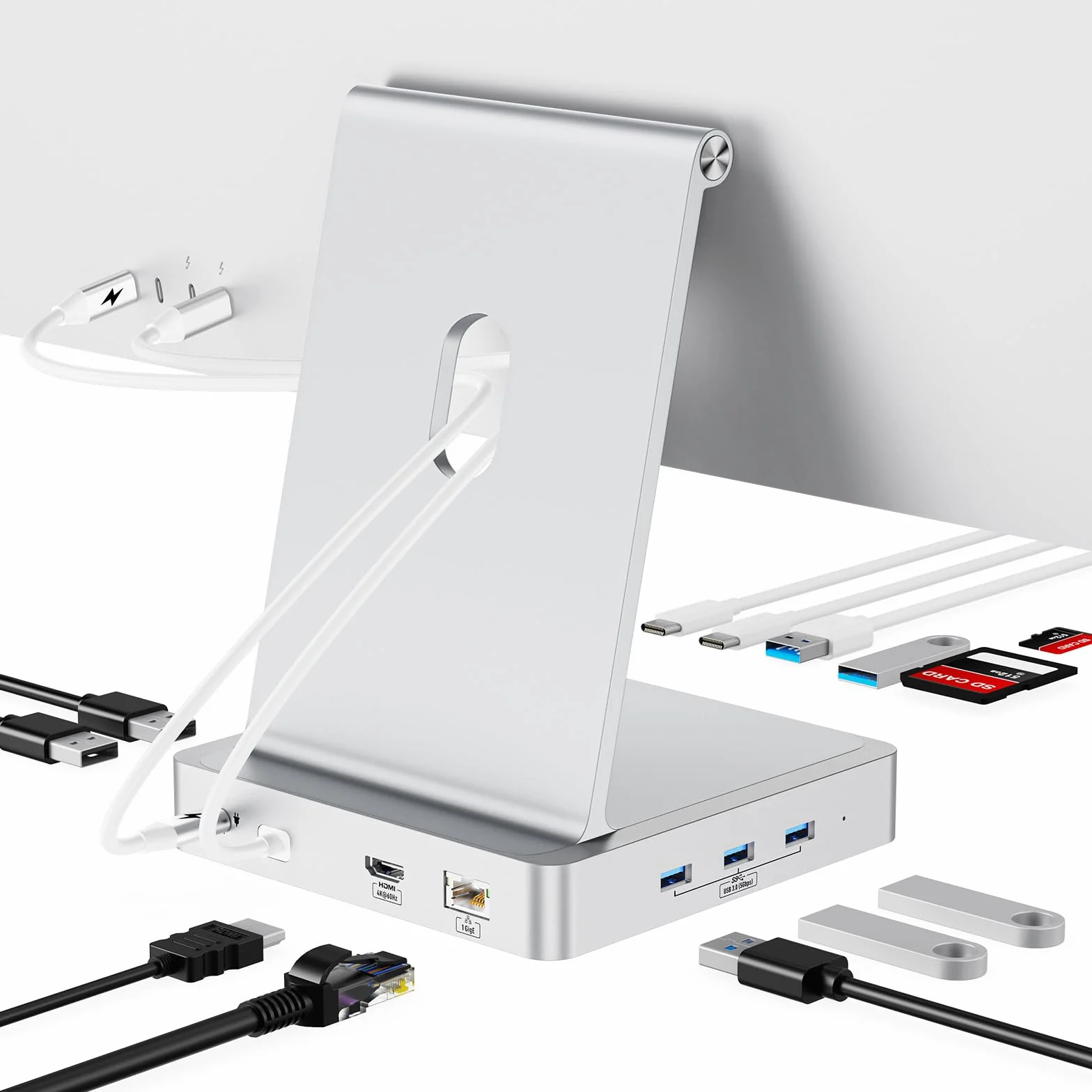 13-portowy hub USB C do iMac 61.0 cm 2021/2023/2024, akcesoria iMac do iMac M1/M3/M4, koncentratora USB iMac z 5 portami USB-A i 2 portami USB-C 3.0, 4K przy 60 Hz HDMI, 1 Gb/s Ethernet, SD/TF, M.2