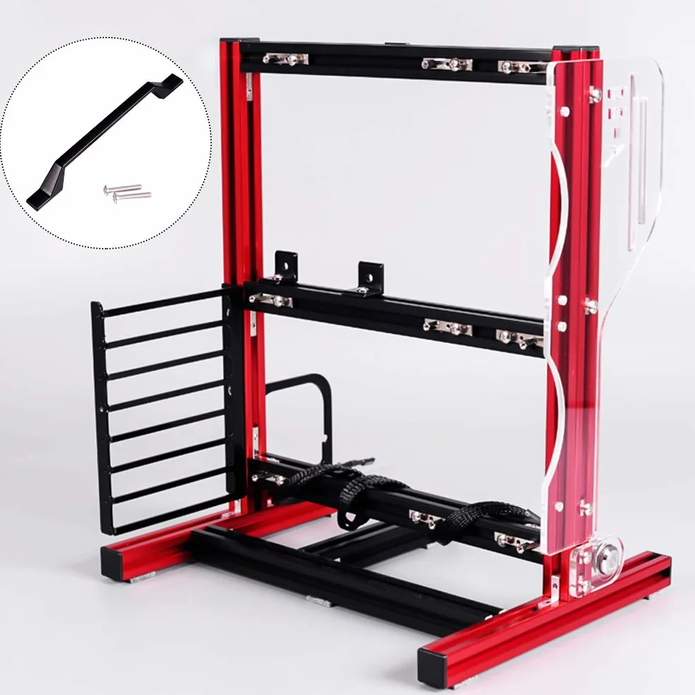 Kafuty PC obudowa na komputer ATX/M-ATX/ITX otwarta podwozie pionowa otwarta aluminiowa rama stojak podwoziowy z uchwytem dobre rozpraszanie ciepła (czerwony)