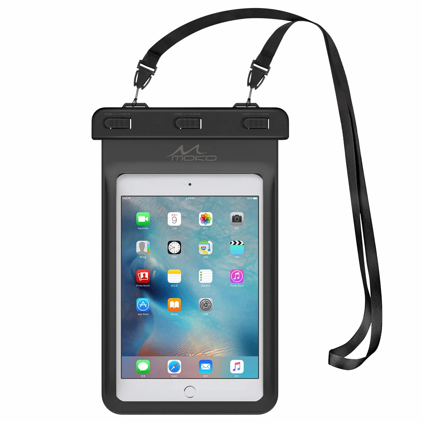 Universal Waterproof Case, MoKo Dry Bag Pouch for iPad Mini 6 2021, iPad mini 5/4/3/2/1, Galaxy Tab A 8.0/8.4, Tab A7 Lite 8.7, Tab E 8.0, HUAWEI MatePad M5/T8 & Other Tablets up to 8.3", BLACK