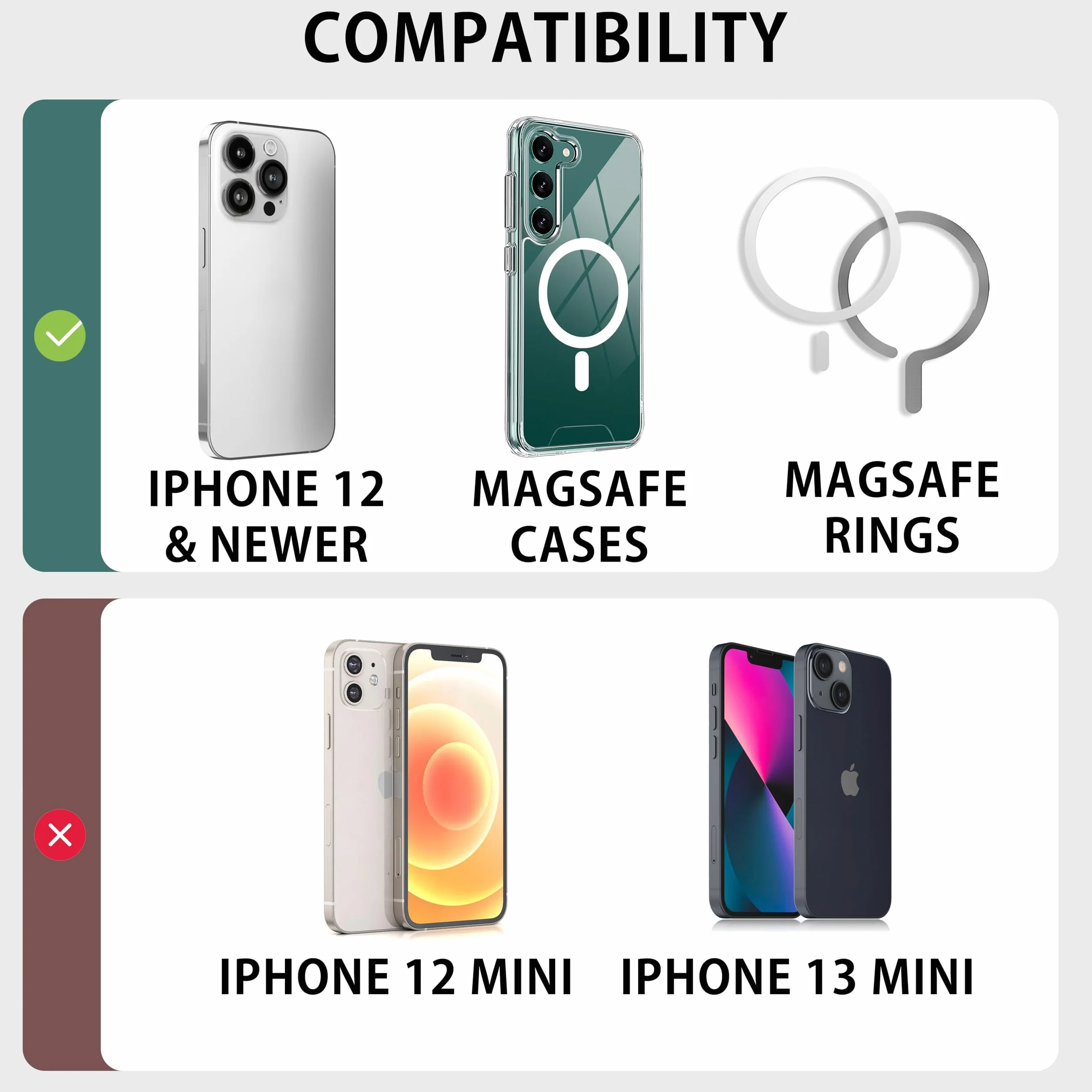 MyGadget Magnetyczny portfel Magsafe - z 2 przegródkami na karty - z funkcją stojaka - kompatybilny z Apple iPhone 15 I 14 I 13 I 12 Series - czarny