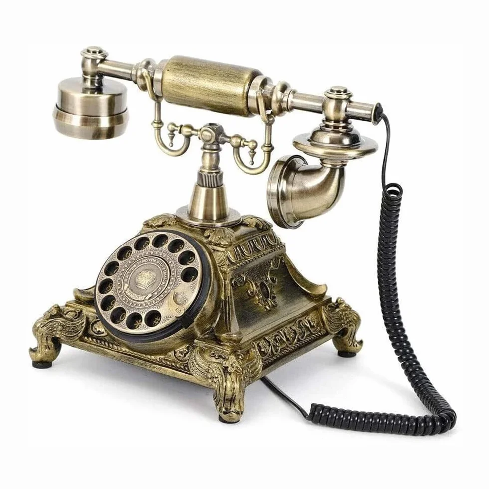 Telefon Zabytkowy, Klasyczny, Modny, Europejski, Antyczny, Retro, Z Żywicy, Zabytkowy, Przewodowy, Telefon Stacjonarny, Biurkowy, Z Tarczą Obrotową, Telefon Domowy I Biurowy