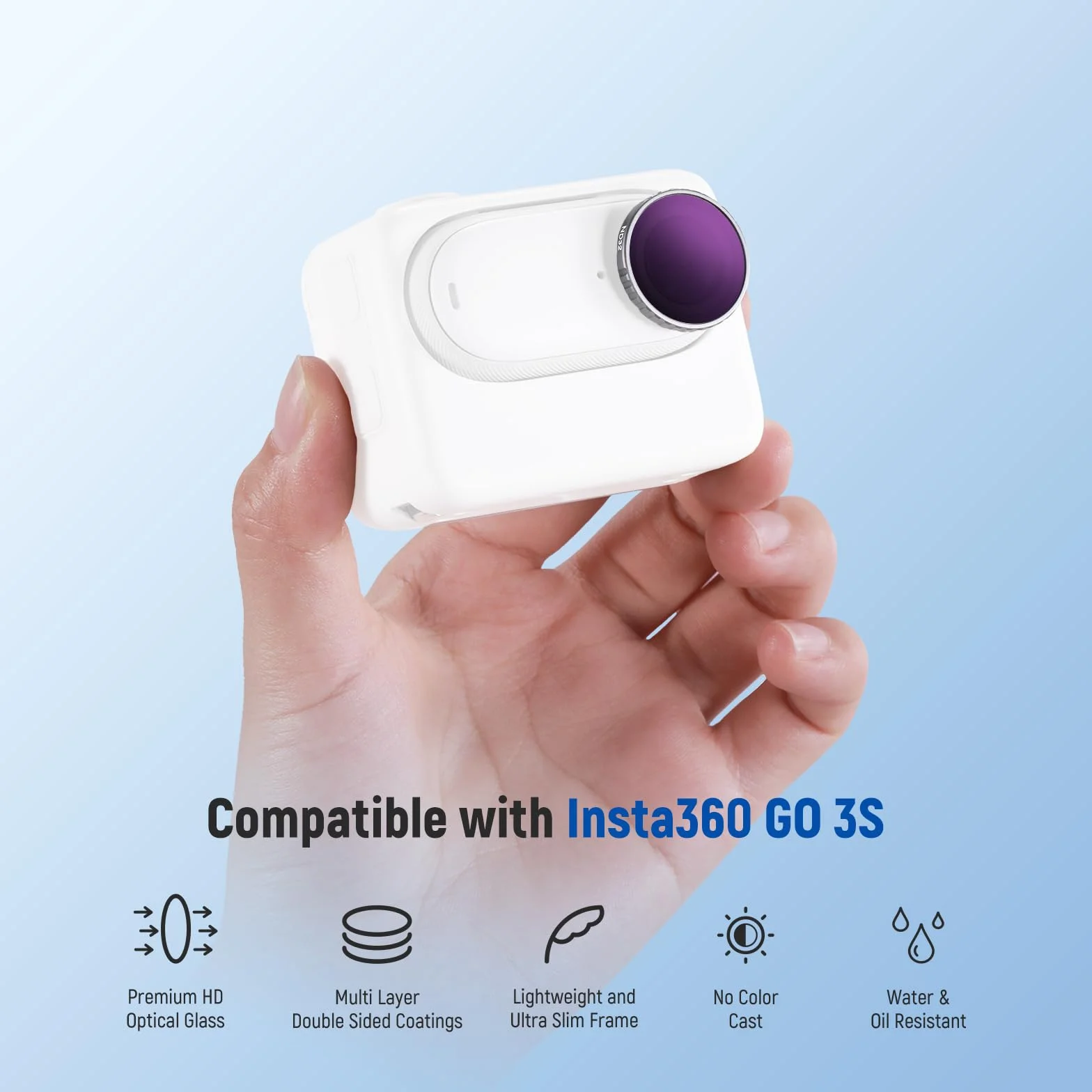 NEEWER Zestaw filtrów ND kompatybilny z filtrami Insta360 GO 3S, UV+CPL+ND8+ND16+ND32+ND64, akcesoria do kamer sportowych, filtry polaryzacyjne i neutralnej gęstości, wielowarstwowe szkło optyczne HD