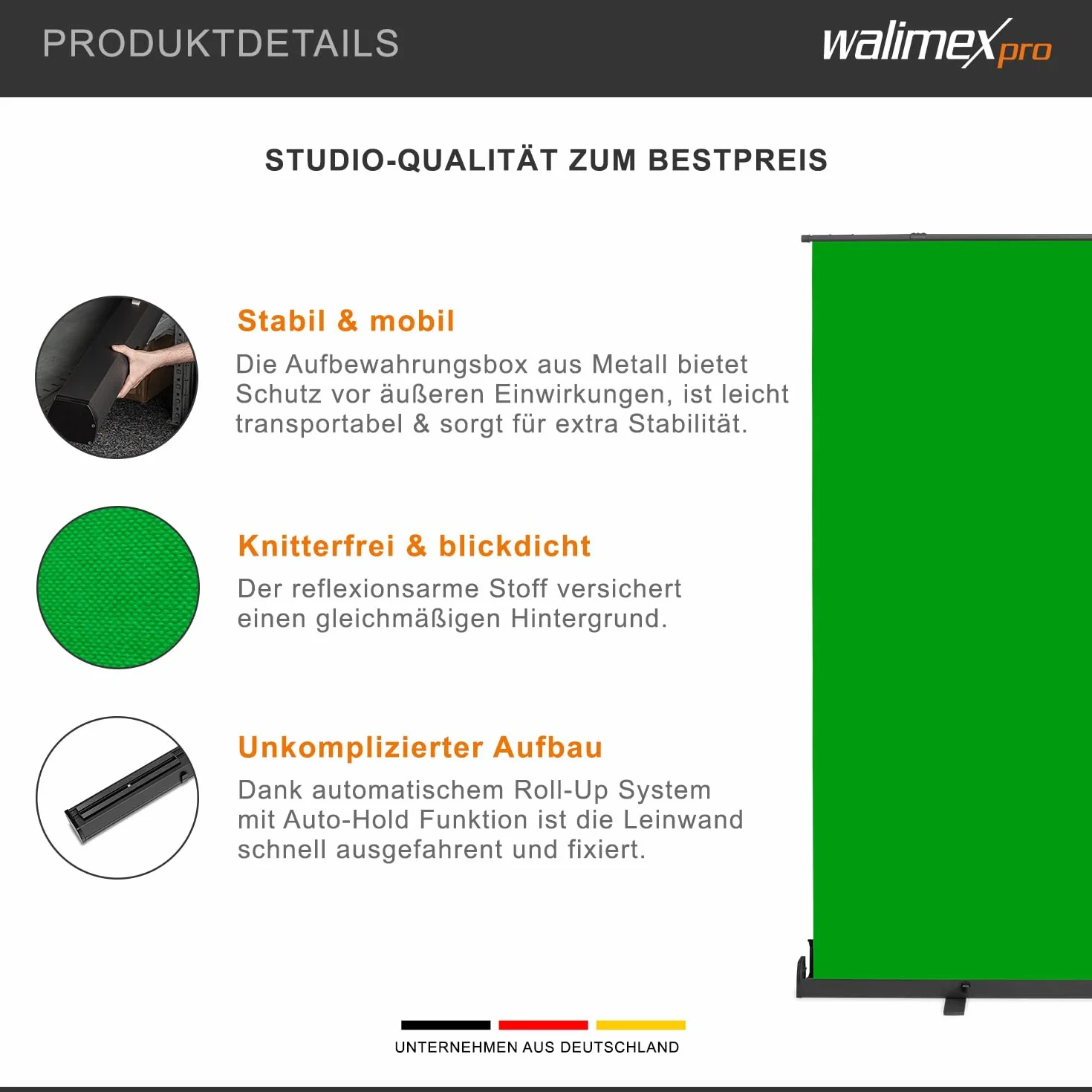walimex pro Tło panelowe Roll-up 210x220cm Zielony