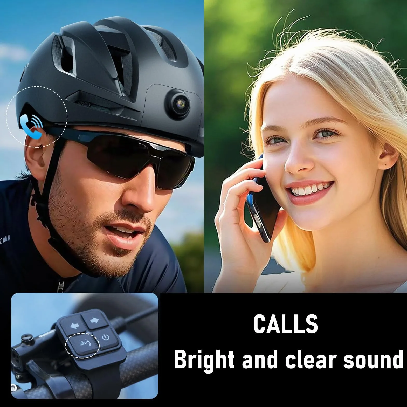Cuifati Inteligentny Kask Bluetooth, 1080p HD Camera Połączenie Wi -Fi Smart Cycling Helask z Obiektywem o Szerokości 170 °, Hełm Rowerowy z kamerą do Jazdy EBike Electric Scooter