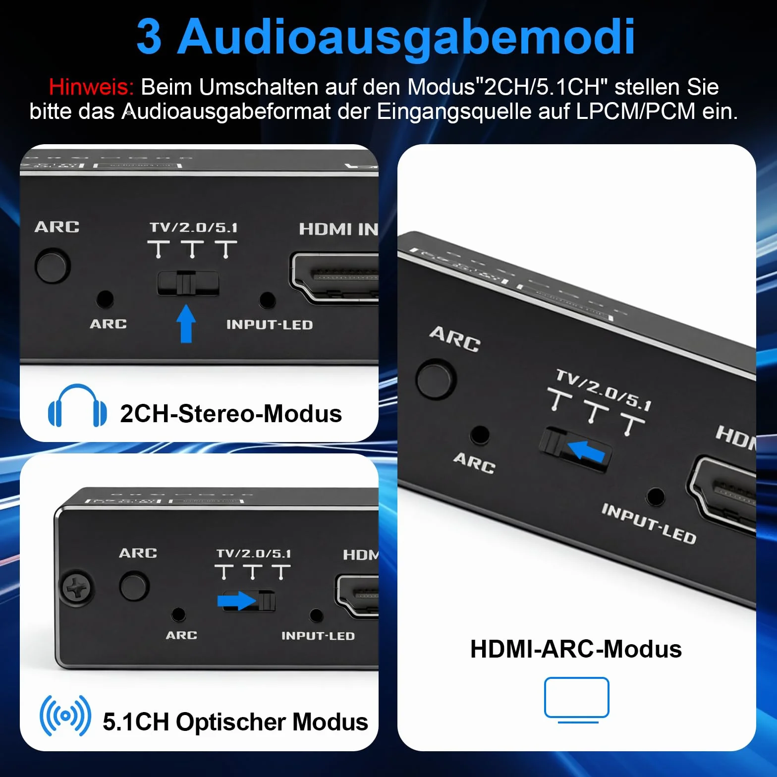 HDMI ARC Audio Extractor 4K 60Hz HDMI adapter optyczny na 3,5 mm konwerter rozdzielacz, przetwornik cyfrowy analogowy 192 kHz DAC, SPDIF TOSLINK Optical i wyjście audio stereo 3,5 mm, obsługuje LPCM