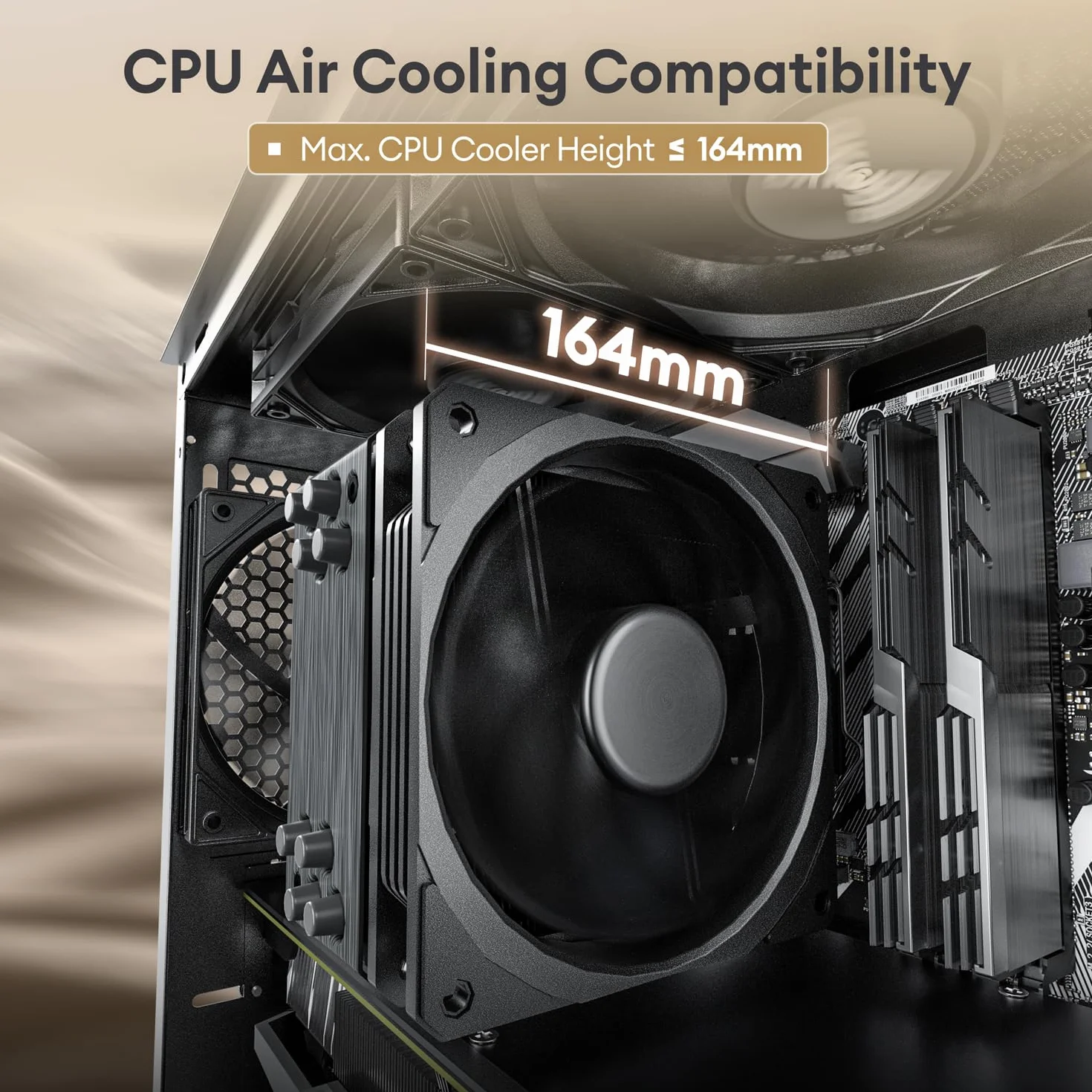 Okinos Drewniana obudowa Micro ATX, 4 × 120 mm 3-pinowe wentylatory bez PWM wstępnie zainstalowane, panel boczny ze szkła hartowanego, z type-C, czarny, cyprys 3 drewno