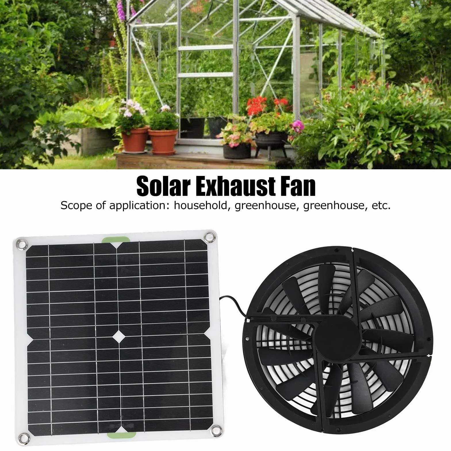 Wentylator solarny 12V 100W wodoszczelny do szklarni kurnika szopy przyczepy kempingowej