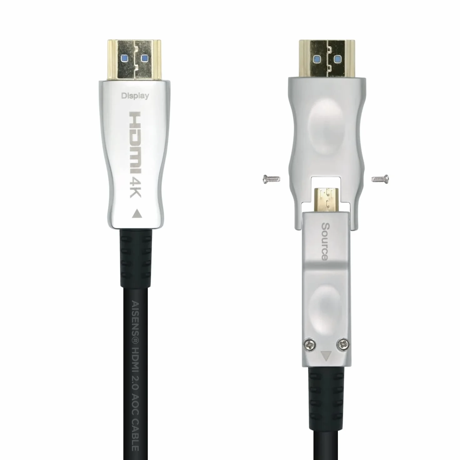 AISENS A148-0513 Kabel HDMI V2.0 AOC wysokiej prędkości/HEC 4K@60Hz 4:4:4 18Gbps, A/M-D/A/M, czarny, 40m