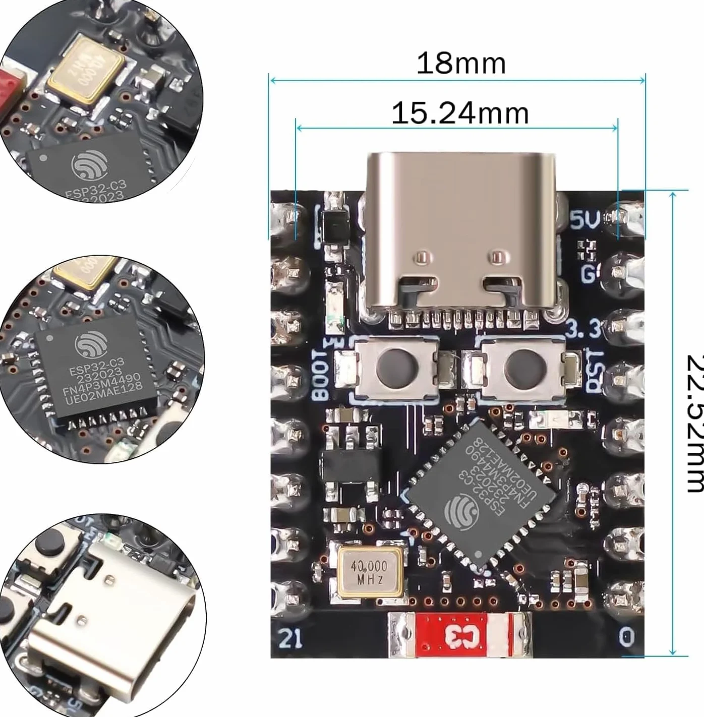 3 x ESP32-C3 Super Mini płyta rozwojowa Mini ESP32 C3 (lutowana)
