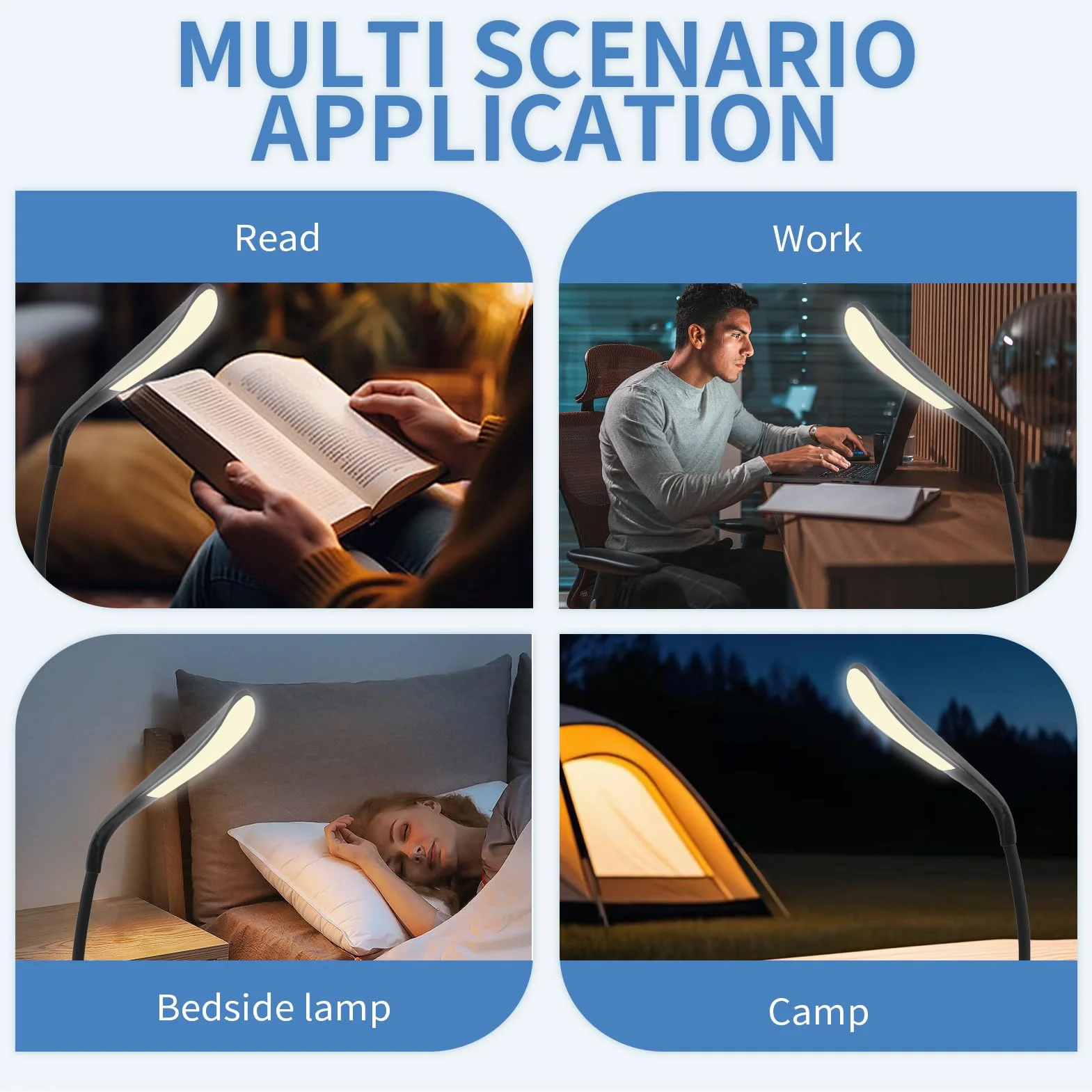 Wodoodporna lampa USB do laptopa, elastyczna lampa klawiaturowa USB, mini lampa USB z 3 regulowanymi poziomami jasności, ochrona oczu, ściemnialna lampa led usb dotyk dotykowy, czarna