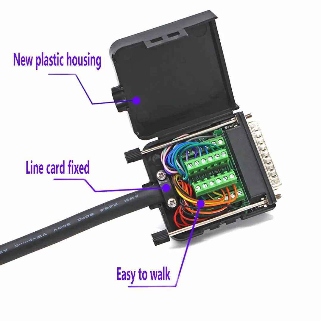 DB25 25-pinowy adapter do złącza wtykowego do modułu sygnału, złącze męskie lub żeńskie, bez lutowania, długie śruby i nakrętki z obudową Złącze żeńskie