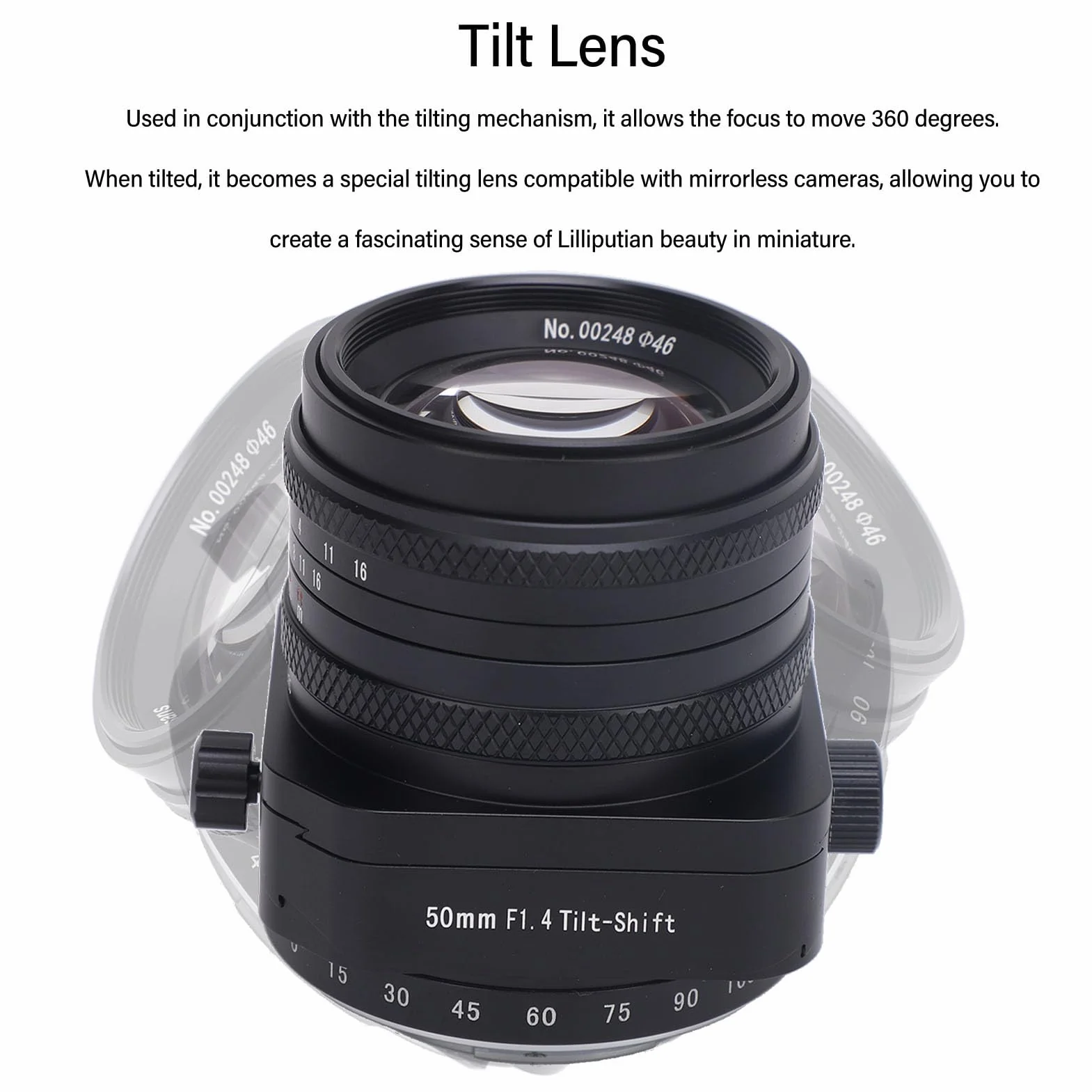 Obiektyw Aparatu Półramkowego 50 Mm F1,4 z dużą przysłoną, Uchylny Obiektyw Portretowy z ręczną regulacją Ostrości do Mocowania E, Kompatybilny z A6000 A6300 A6400 A7C A9 NEX-3