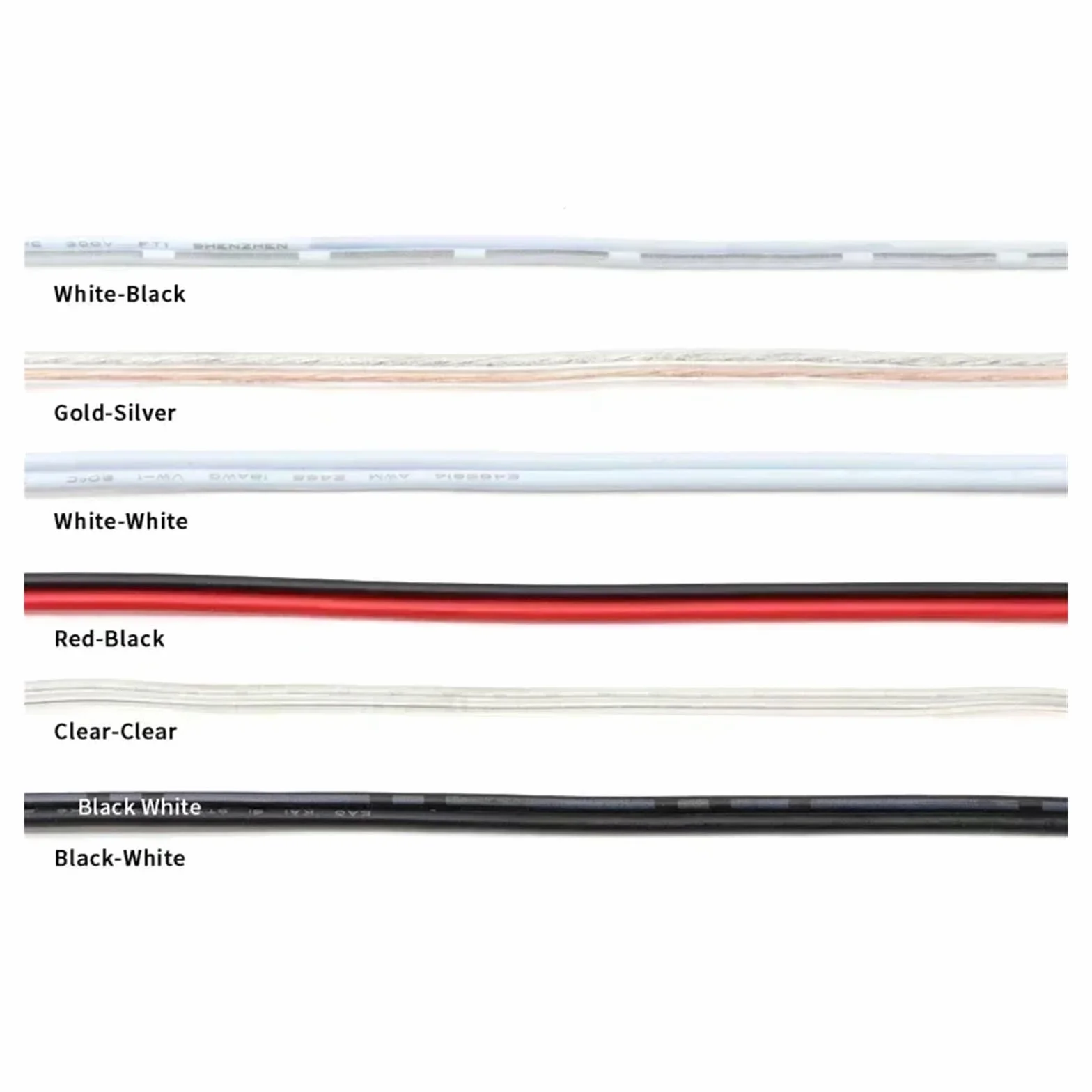 2~50 m UL2468 dwurdzeniowy kabel 30 28 26 24 22 20 18 16AWG OFC cynowana miedź w izolacji PVC przedłużacz elektryczny równoległy drut LED(White-White,50 meters,22AWG (0.3mm2))