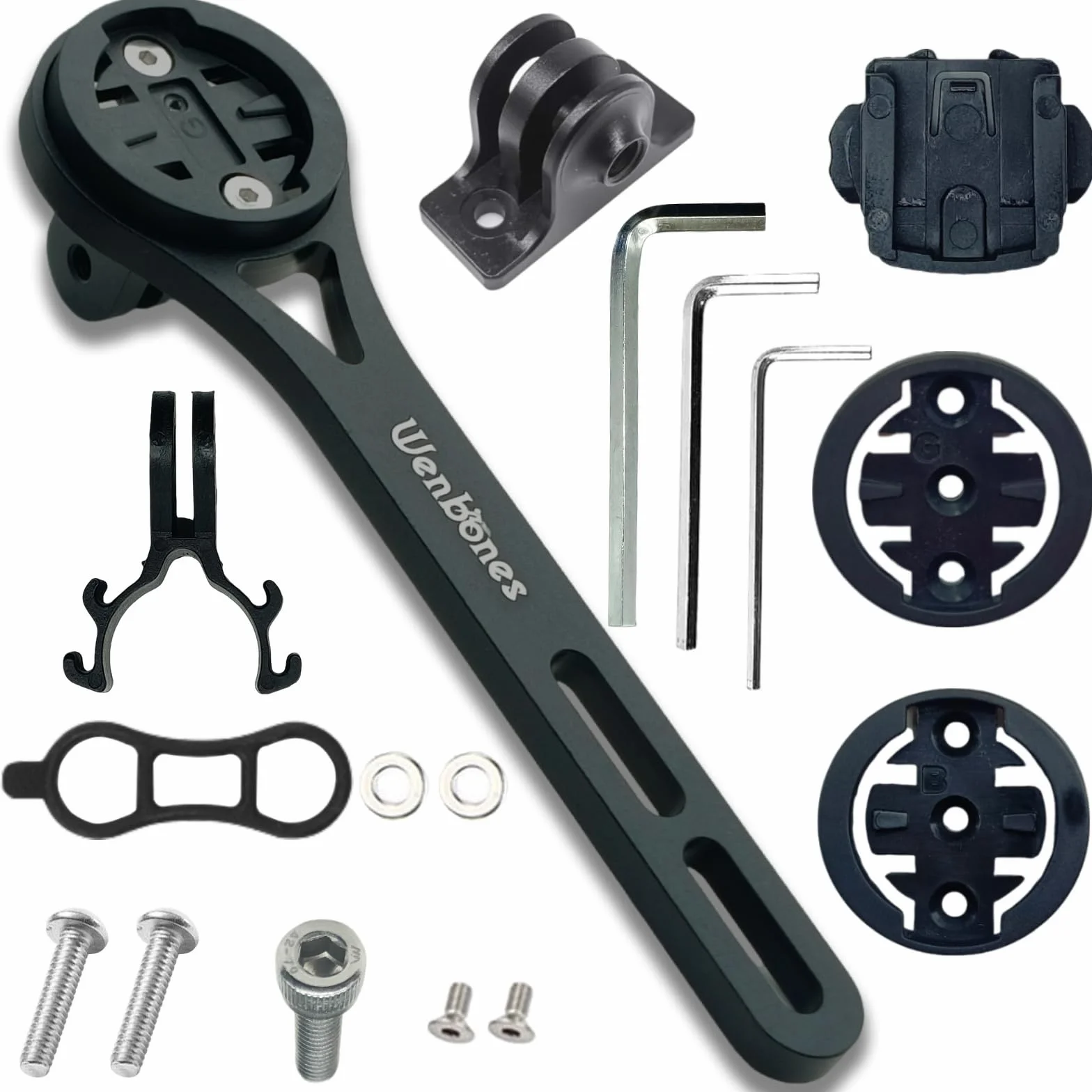 Zintegrowany uchwyt rowerowy, uchwyt na komputer ze stopu aluminium, uchwyt na komputer rowerowy do roweru Garmin Edge, Wahoo, Cateye, Bryton (grube aluminium, czarny)