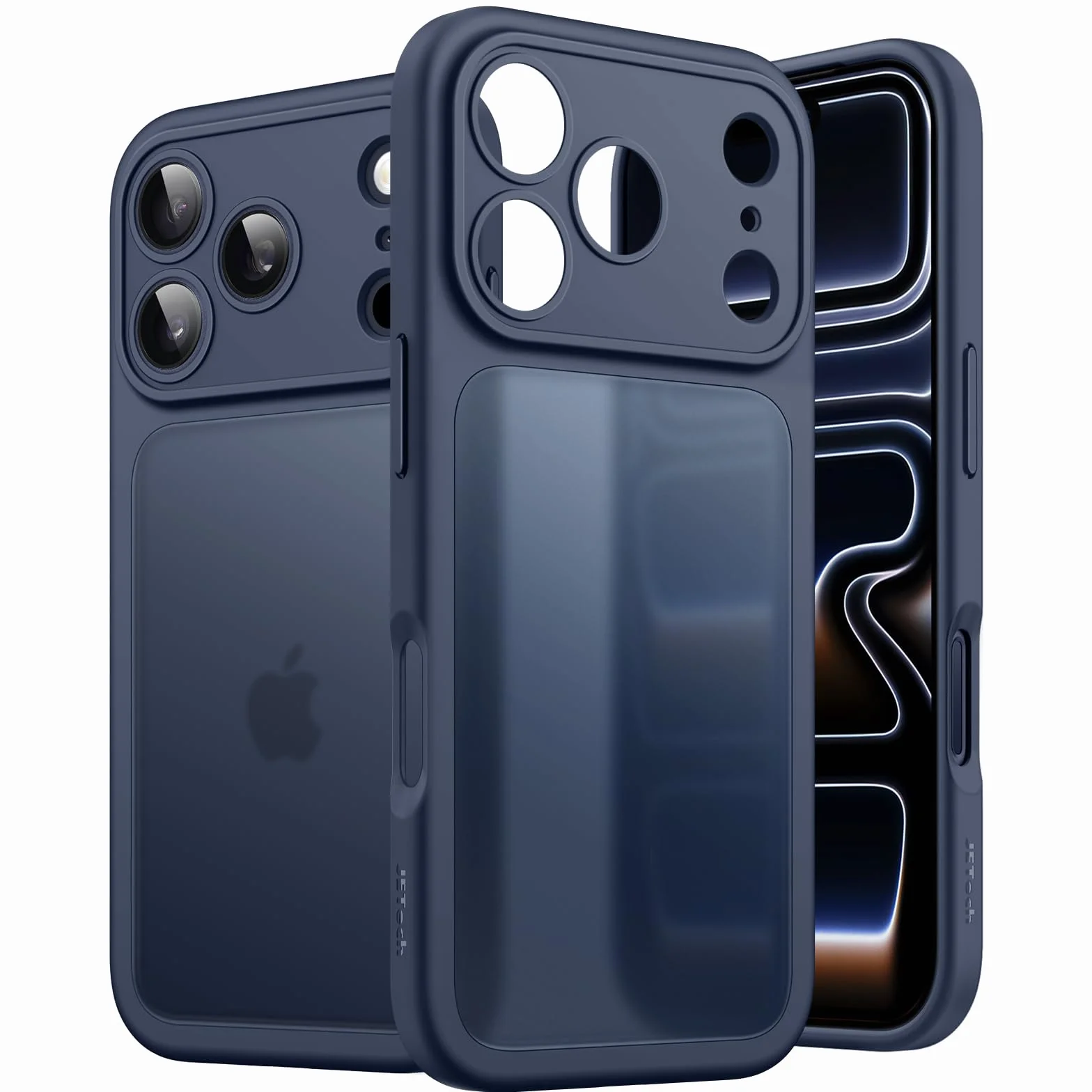 JETech Matowe Etui iPhone 17 Pro 6,3 Cala Odporny na Wstrząsy Ochrona Wojskowa Ciemnoniebieski