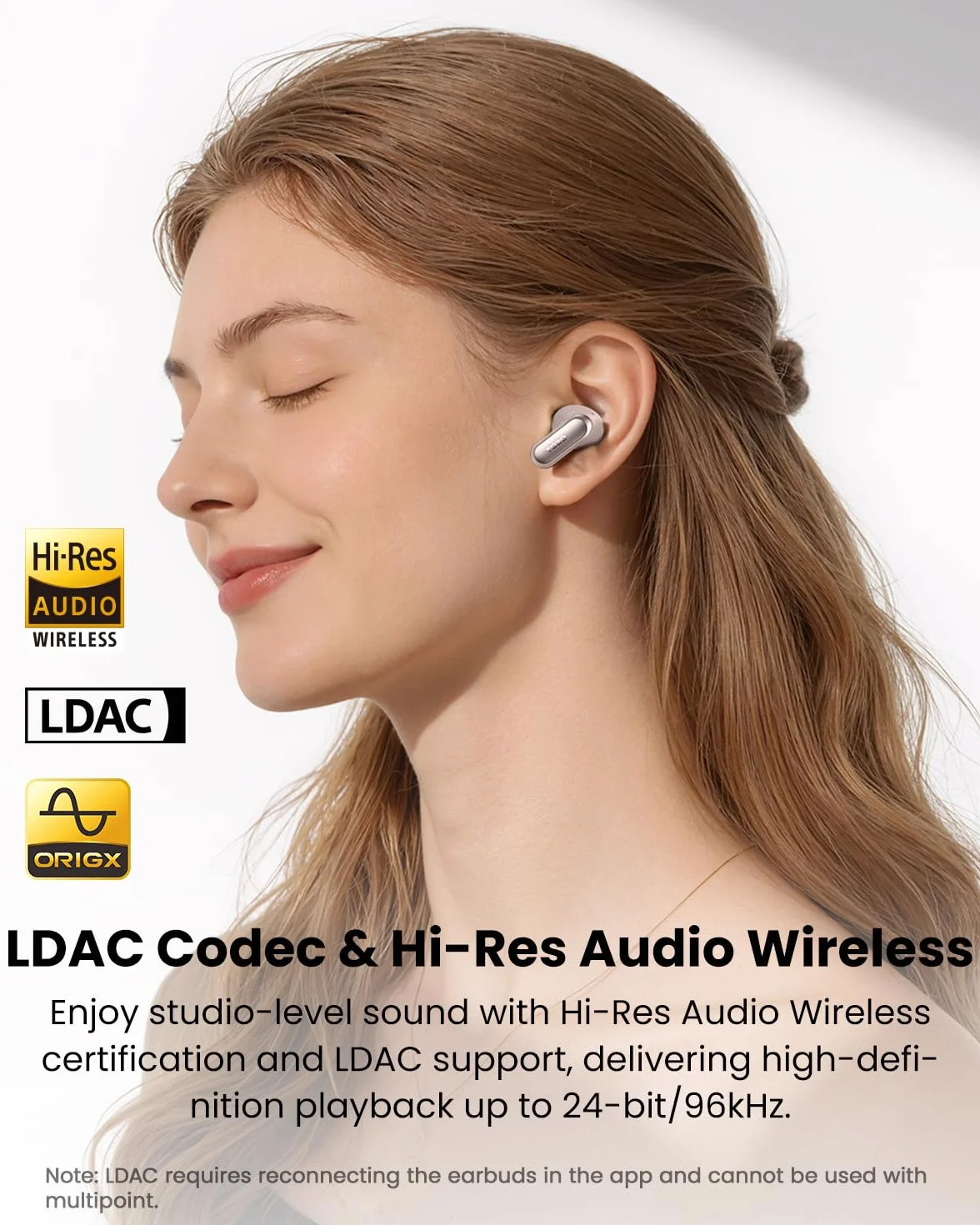 TOZO NC20 Pro 5.4 Bluetooth Słuchawki z ANC, kolorowy ekran dotykowy, 6 mikrofonów z redukcją szumów AA, LDAC Hi-Res Audio, 80 godzin odtwarzania, bezprzewodowe ładowanie EQ, regulacja typu C IPX8