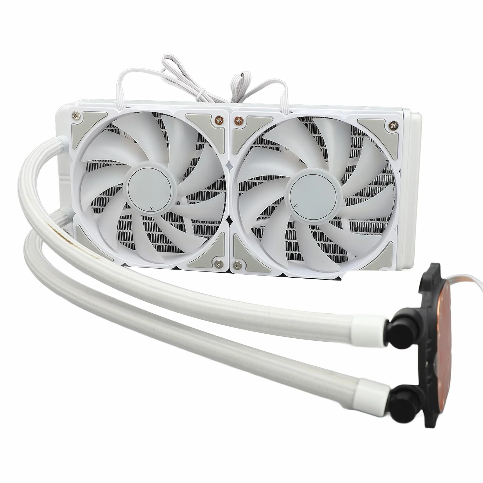 RGB Liquid CPU Podwójny Wentylator Chłodzący wodę Wysokowydajna Aluminiowa Cicha Chłodnica Procesora do Laptopa Komputerowego, Wydajne Chłodzenie dla Entuzjastów Gier