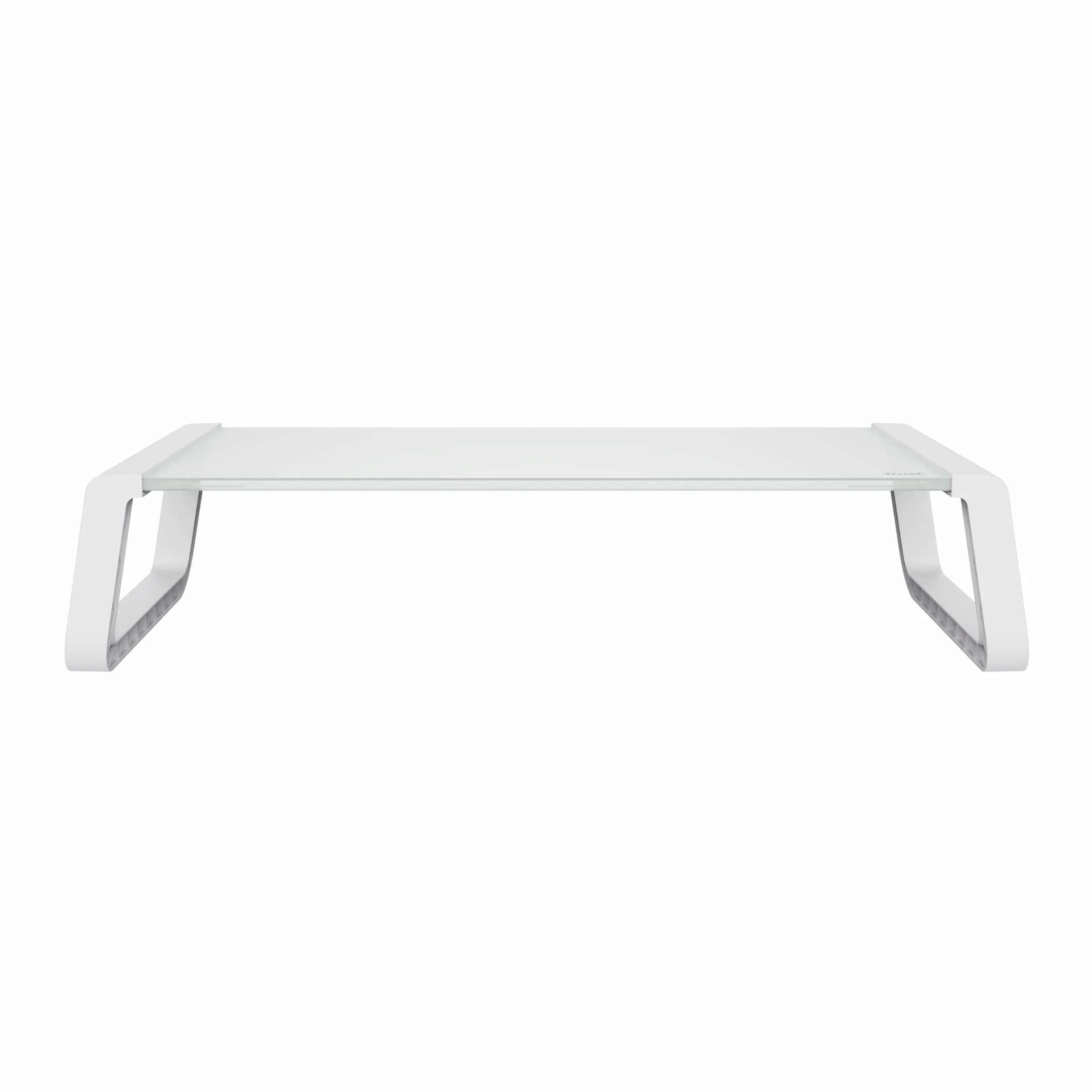 Trust Monta Stojak na monitor, stojak na ekran ze szkła hartowanego, uniwersalny organizer do półek, ergonomiczny, na biurko, do komputera PC, Mac, komputera, notebooka, domowego biura, biały