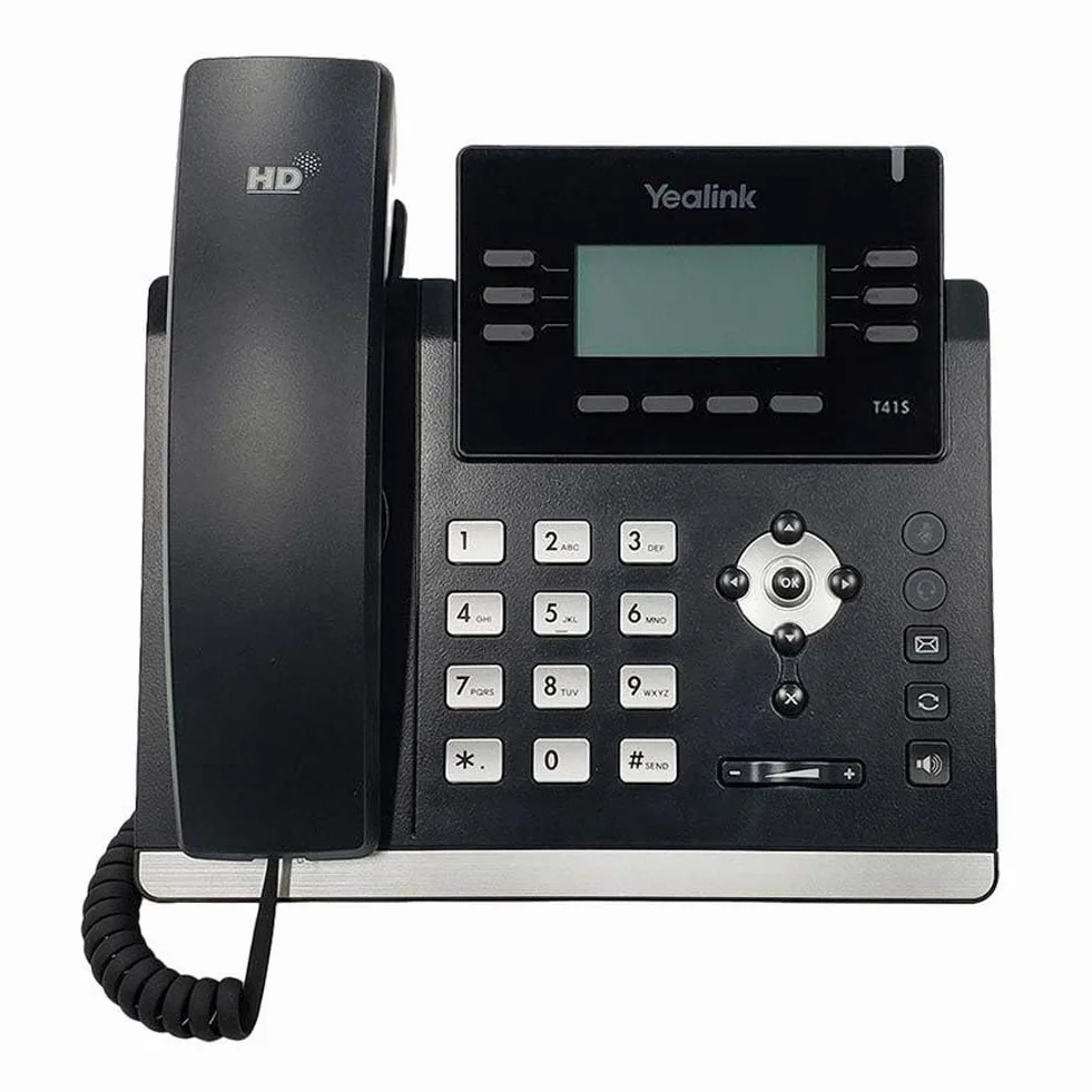 Yealink SIP-T41S telefon VoIP, gruby ekran HD LCD, obsługuje 6 kont SIP (odnowiony)