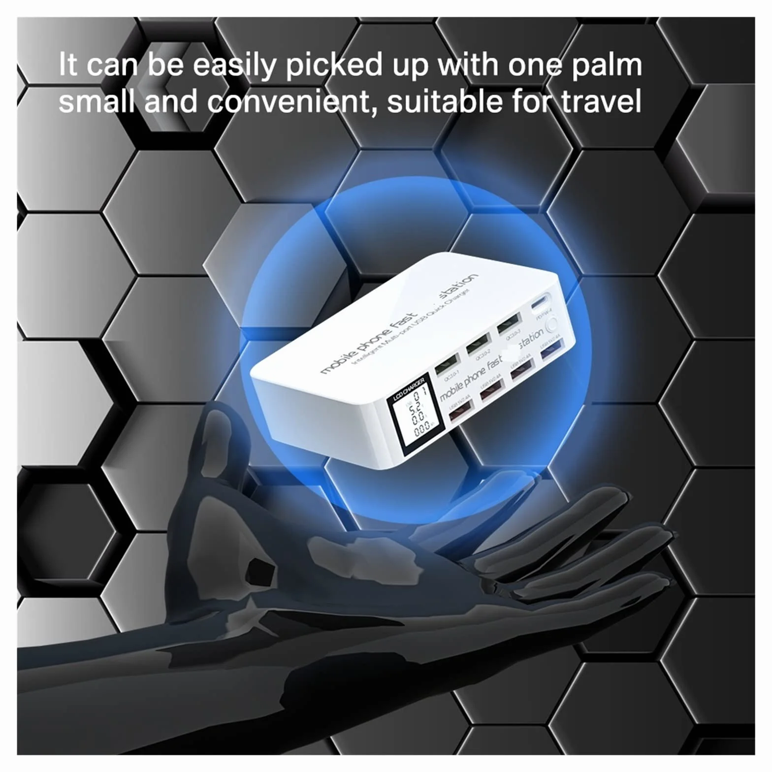 Stacja łAdująCa USB, 8-portowa szybka ładowarka USB szybkie ładowanie QC3.0 PD3.0 Multi USB stacja ładująca LCD cyfrowy wyświetlacz szybka ładowarka Bardziej Bezpieczna I Uniwersalna Kompatybilność