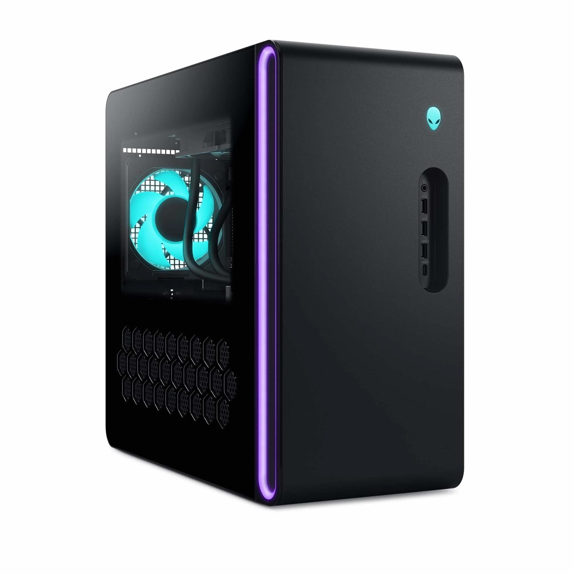 Alienware Aurora PC Gamer ACT1250 - Intel Core Ultra 7 265F, Nvidia GeForce RTX 5060 Ti, 16GB DDR5, 1TB SSD, Windows 11 Home, USB-C, przezroczysty panel boczny, PSU 500W - czarny bazalt