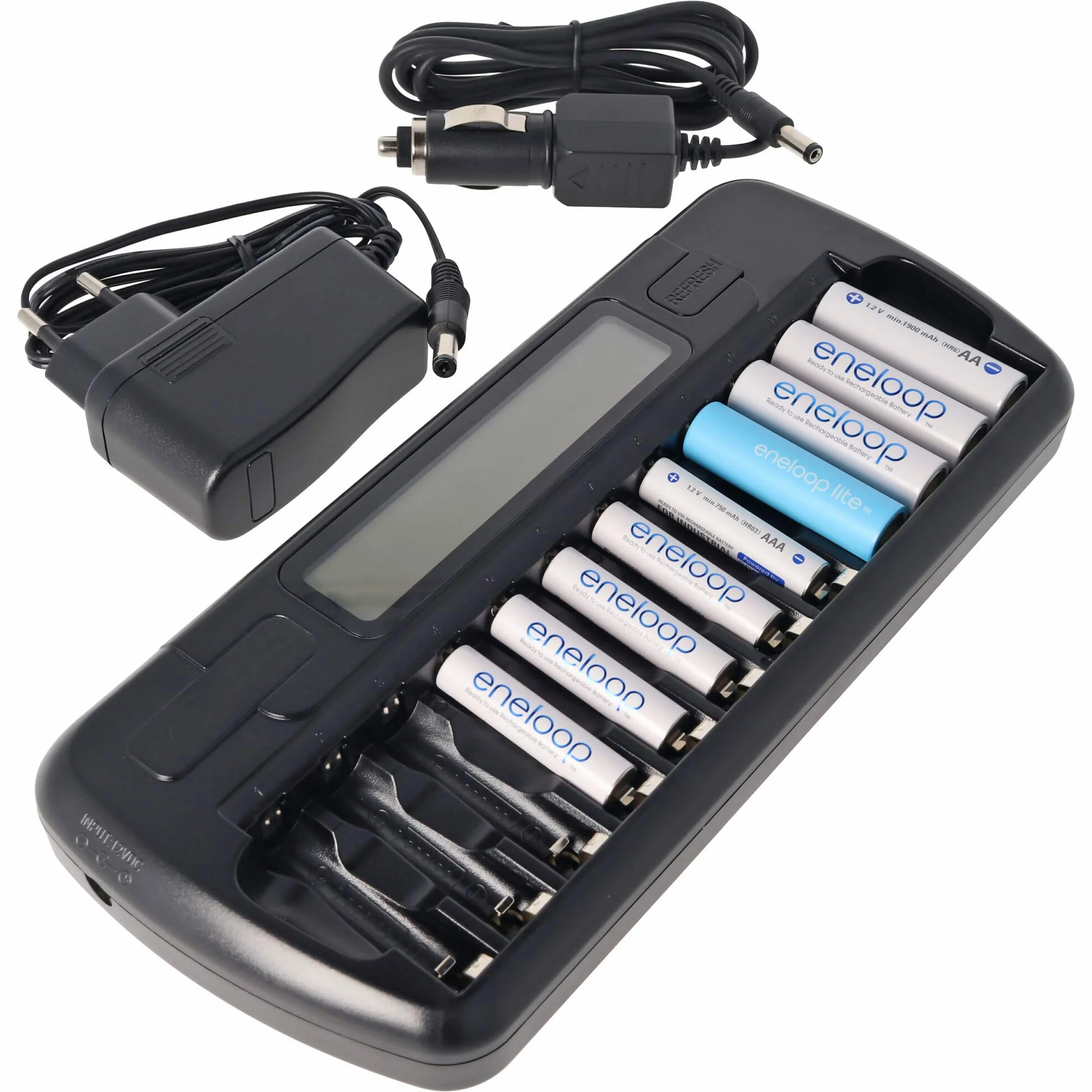 everActive NC-1200 sterowana mikroprocesorem ładowarka NIMH z wyświetlaczem LCD do 1-12 baterii AA/AAA