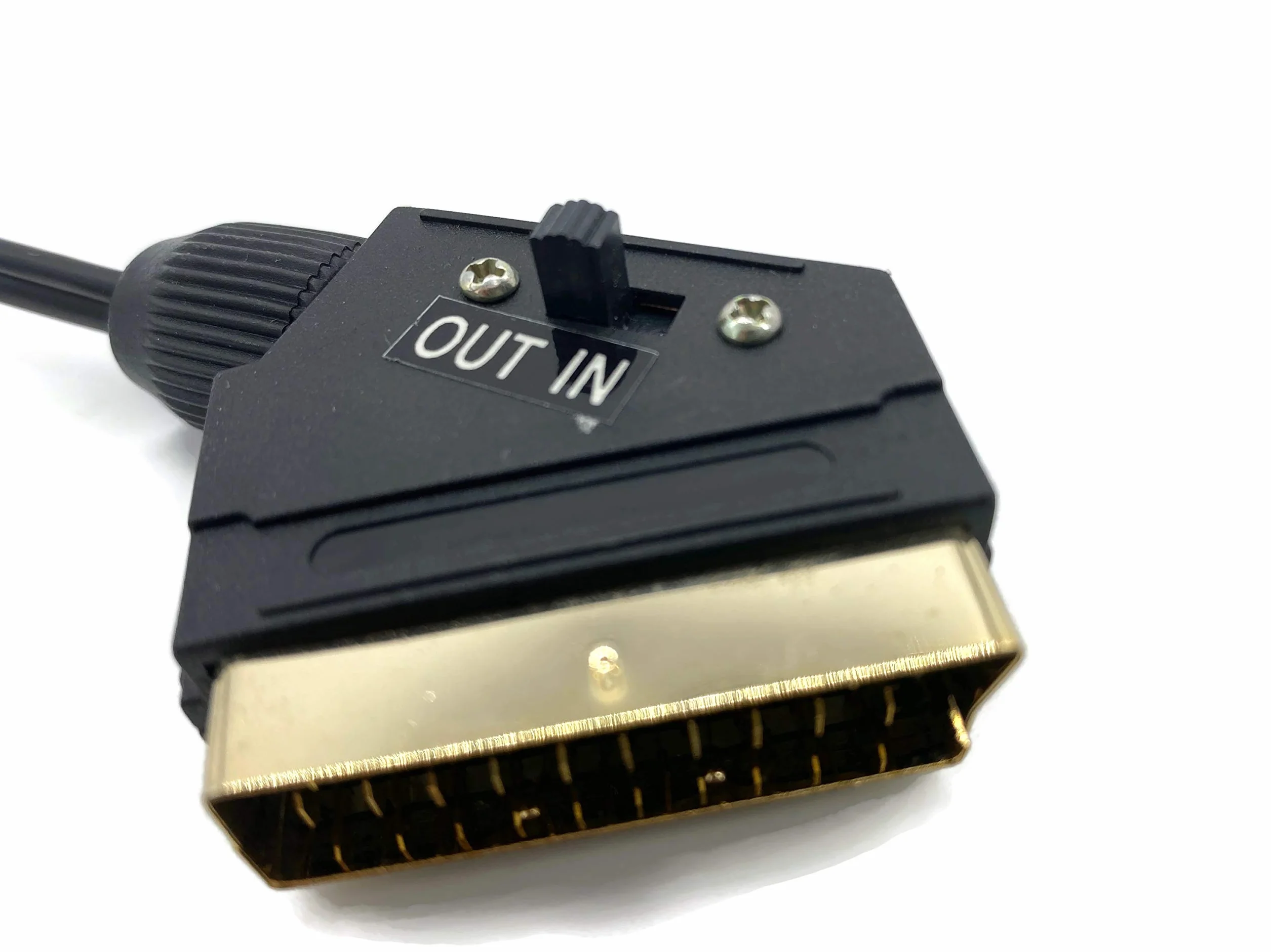 eXODA S-Video Klinke 3,5mm na Scart 3m kabel z przełącznikiem IN OUT do PC laptopa do podłączenia do monitora TV lub projektora czarna transmisja sygnału