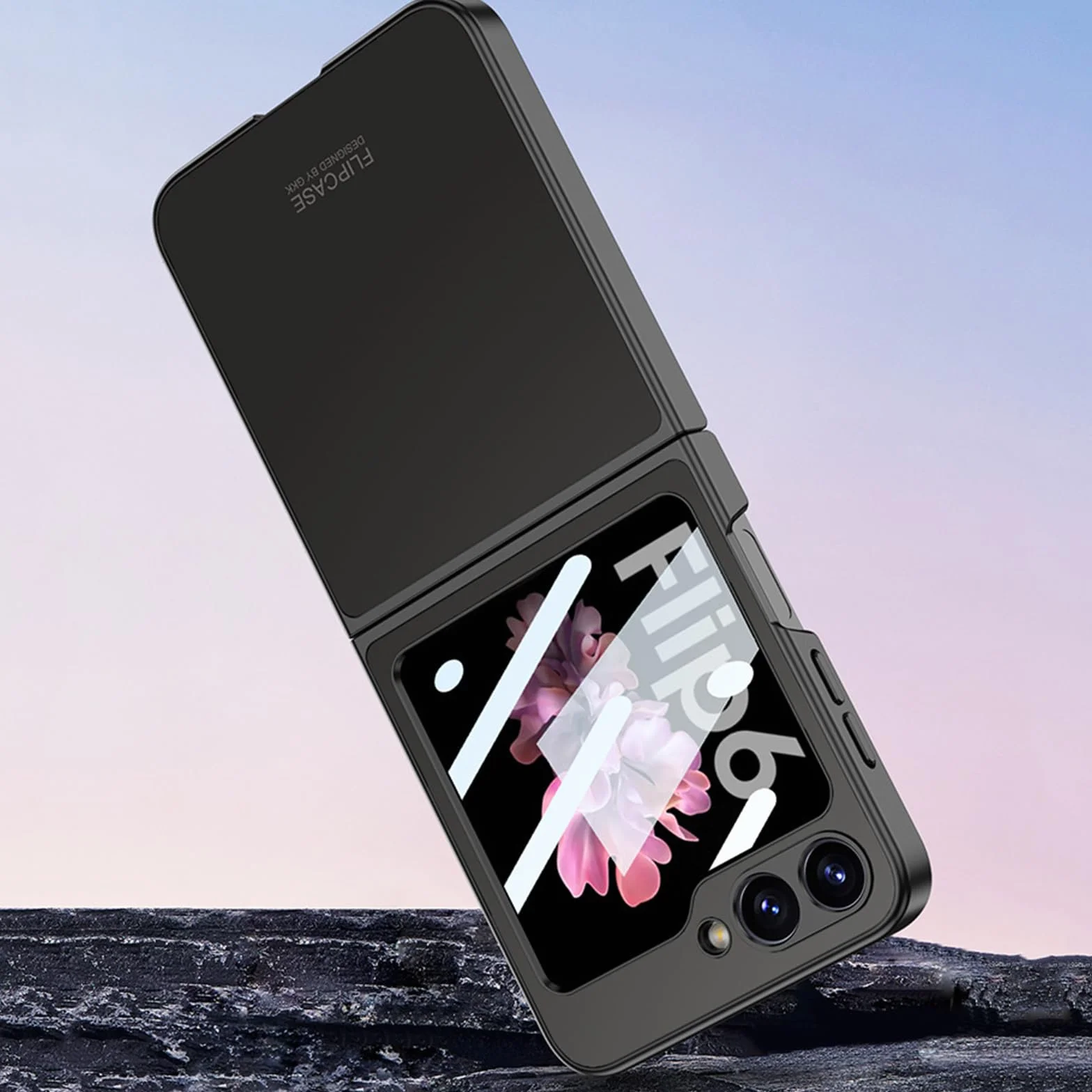 Smukłe etui do Samsung Galaxy Z Flip 6, lekkie, luksusowe, matowe etui na telefon z osłoną ekranu ze szkła hartowanego, złote