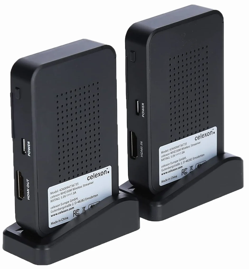 celexon Expert Zestaw radiowy HDMI WHD30M bezprzewodowa transmisja multimediów do 30 m - Rozdzielczość 4K UHD - 3D, WiHD 1.1, Dolby True HD, DTS-HD, LPCM...
