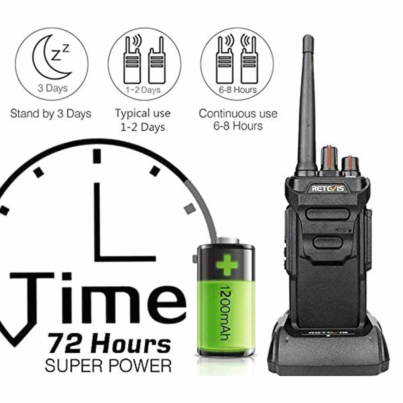 Retevis RT648 Walkie Talkie, Wodoodporność IP67, Bez Licencji PMR446, Walkie Talkie z Sześciokierunkową Ładowarką, Skanowanie VOX, Krótkofalówka Dalekiego Zasięgu (6 Szt, Czarna)