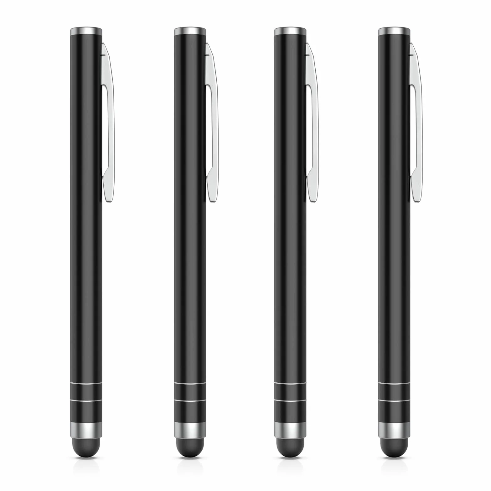 MoKo Stylus Pen(4PCS), Universal Capacitive Touch Screen Rubber Tip Digital Pen Compatible with iPad, iPhone, Samsung, Kindle, All Capacitive Touch Screen Devices Smartphones & Tablets - Black, Black