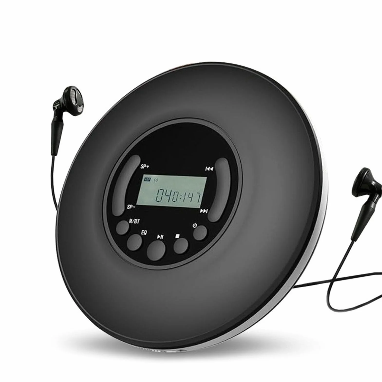 Domary Przenośny Odtwarzacz CD Osobisty Odtwarzacz CD Płyt Kompaktowych Muzyczny MP3 A Wyświetlacz LCD z Powtarzaniem B Złącze Słuchawkowe 3,5 Mm EQ Efekty (czarny)
