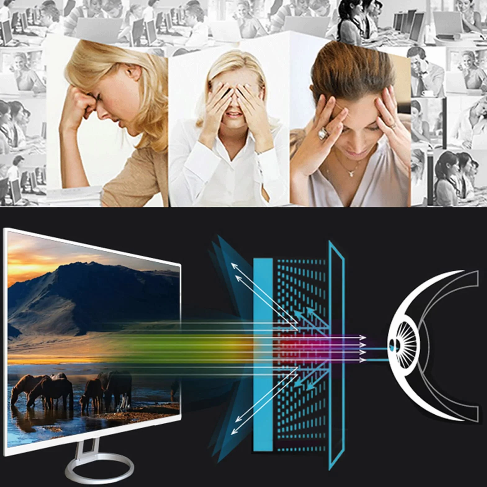 Osłona ekranu, Ochraniacz ekranu telewizora z ochraniacza LCD, matowa folia przeciwodblaskowa na ekran, powłoka chroniąca przed niebieskim światłem/odporna zarysowania/odblaskowa)(60"(1338 * 756mm))
