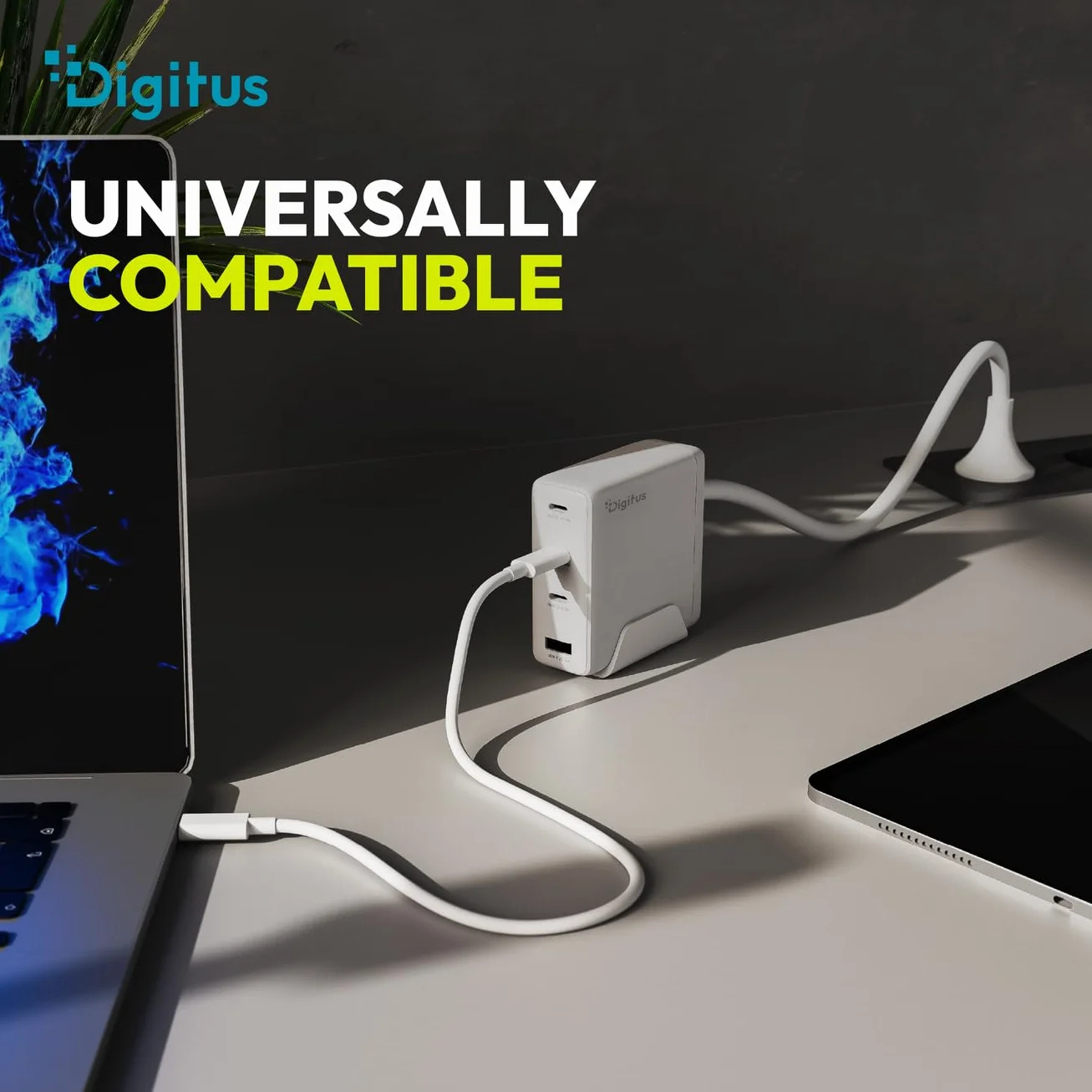 DIGITUS Ładowarka USB-C GaN II – 3x USB-C i typ A – 3 porty – do 140 W – szybka ładowarka – odpowiednia do laptopów, telefonów komórkowych, tabletów, smartwatchy, słuchawek, powerbanków – biała