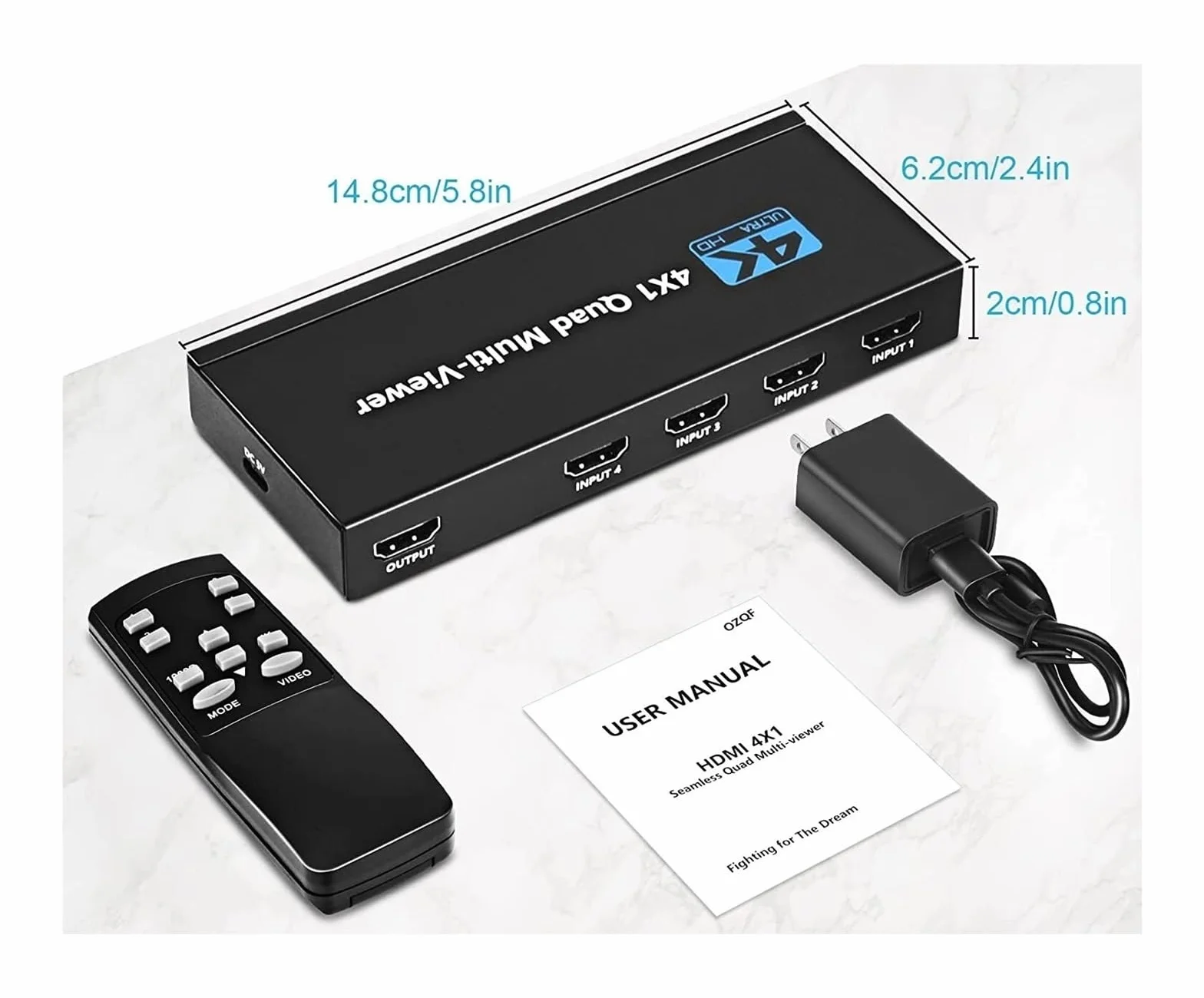 4K Quad Multi-viewer Segmentacja ekranu 4x1 Wieloekranowy przełącznik bezproblemowy Multiplekser wideo Lewy Prawy Podwójny wyświetlacz
