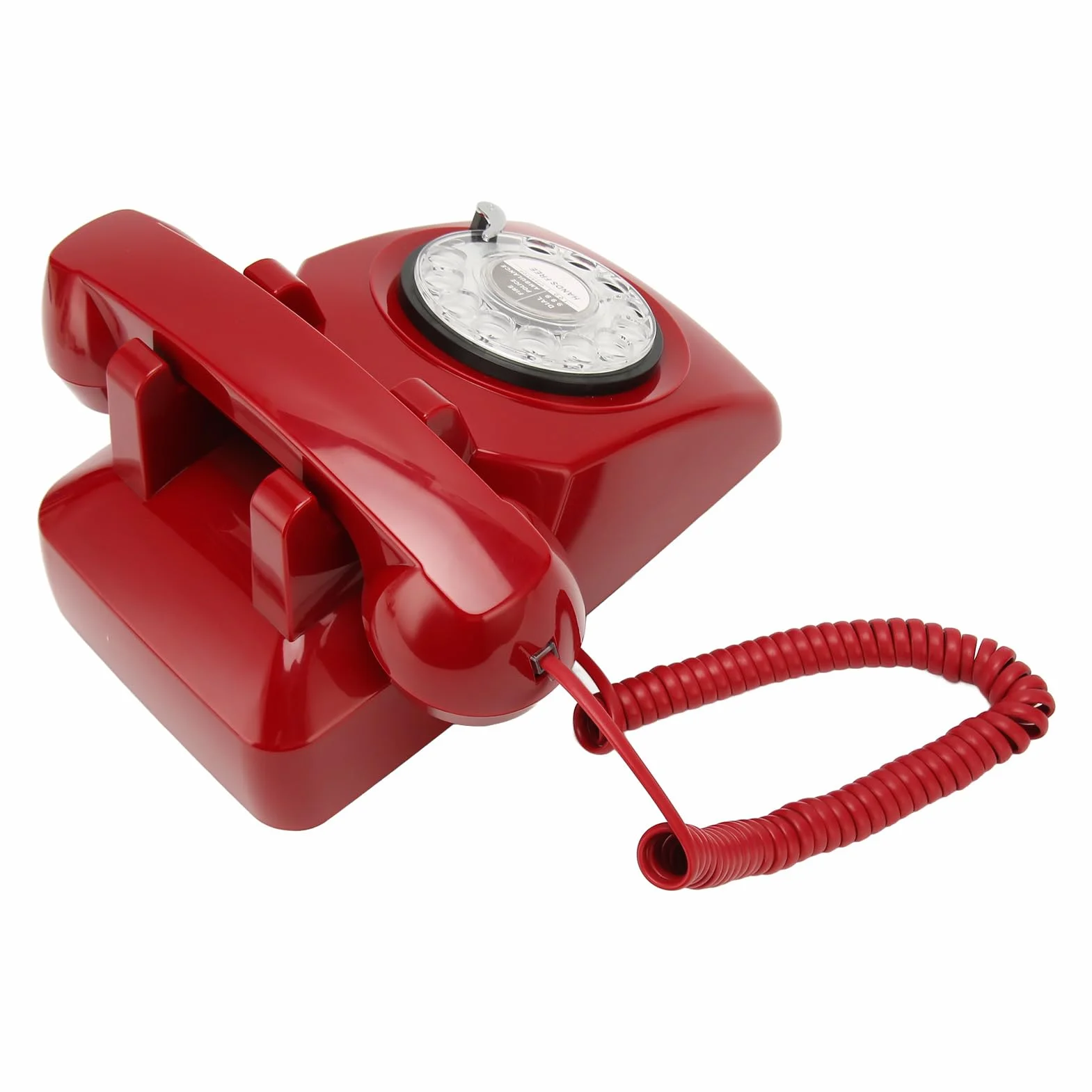 Cuifati Vintage Przewodowy Telefon Stacjonarny, Staromodny Telefon Retro z Krystalicznie Czystym Dźwiękiem, funkcją Ponownego Wybierania i konstrukcją ABS, łatwą obsługą za pomocą Przycisku (czerwony)