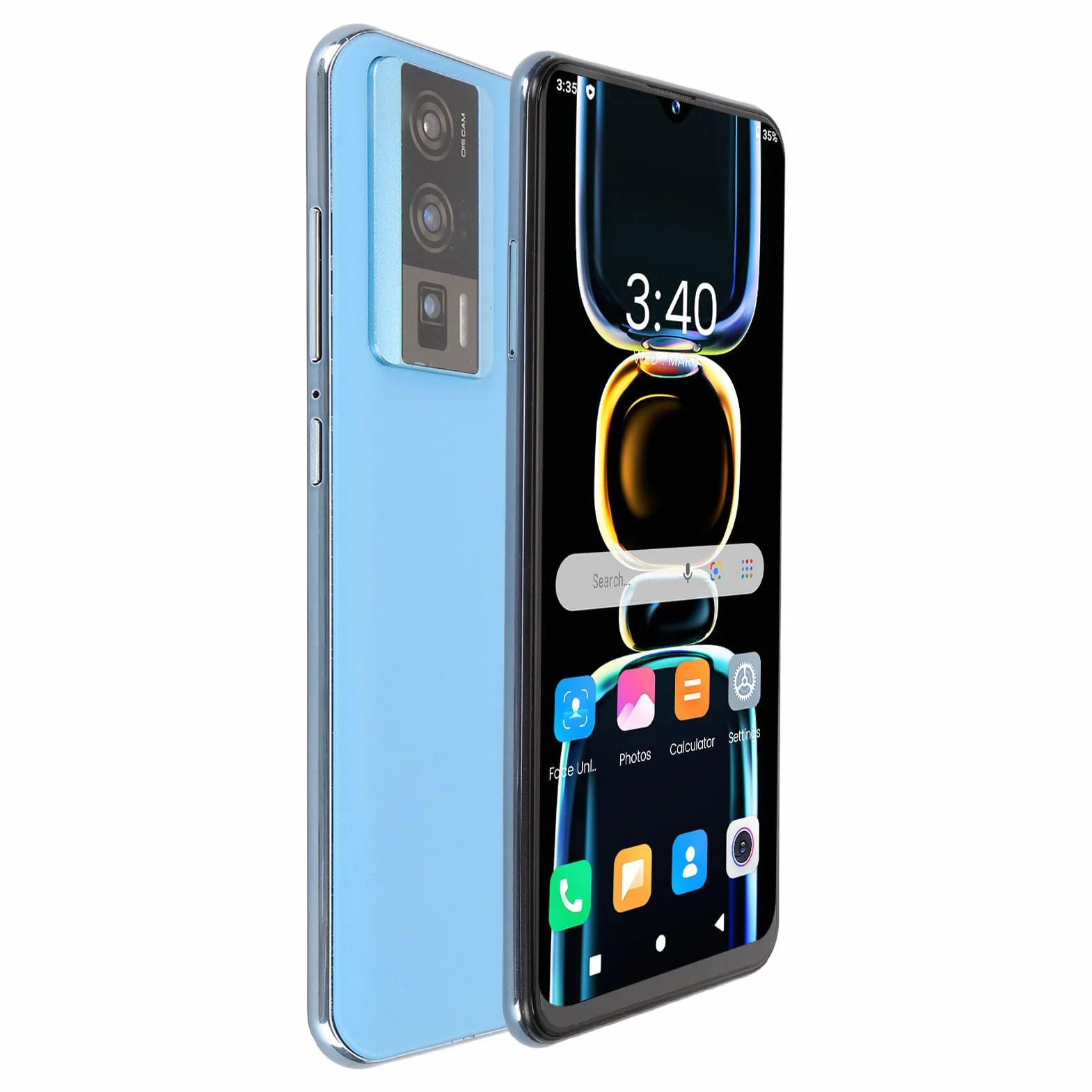 Odblokowany Smartfon, Wyświetlacz HD o Przekątnej 6,54 Cala, 8 GB RAM 256 GB ROM, Octa Core, Aparat 32 MP, Odblokowanie twarzą 16 MP,12, GPS, 4G 5G WIFI, Trwała Bateria (BLUE)