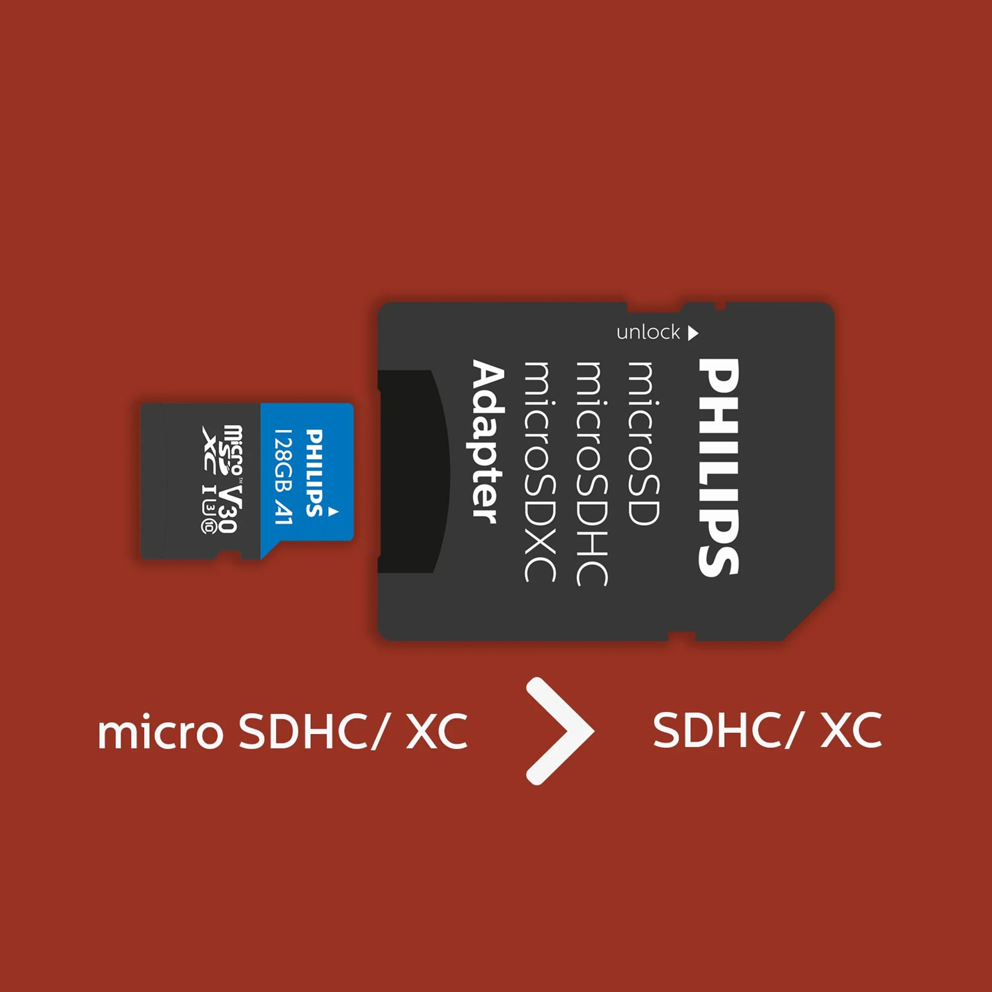 Philips Karta Ultra Pro microSDXC 128 GB + adapter SD UHS-I U3, prędkość odczytu do 100 MB/s, A1 Fast App Performance, V30, karta pamięci do smartfonów, tabletów, PC, czytnik kart, wideo 4K UHD
