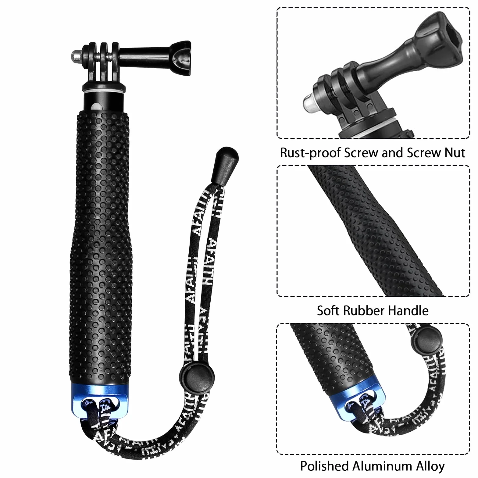 AFAITH Wodoodporny aluminiowy uchwyt do selfie, wysuwany ręczny drążek teleskopowy monopod kompatybilny z kamerami akcji GoPro Hero 13 12 11 10 9 8 7 6 5 4 DJI OSMO EK5000 EK7000 SJ4000 SJ5000
