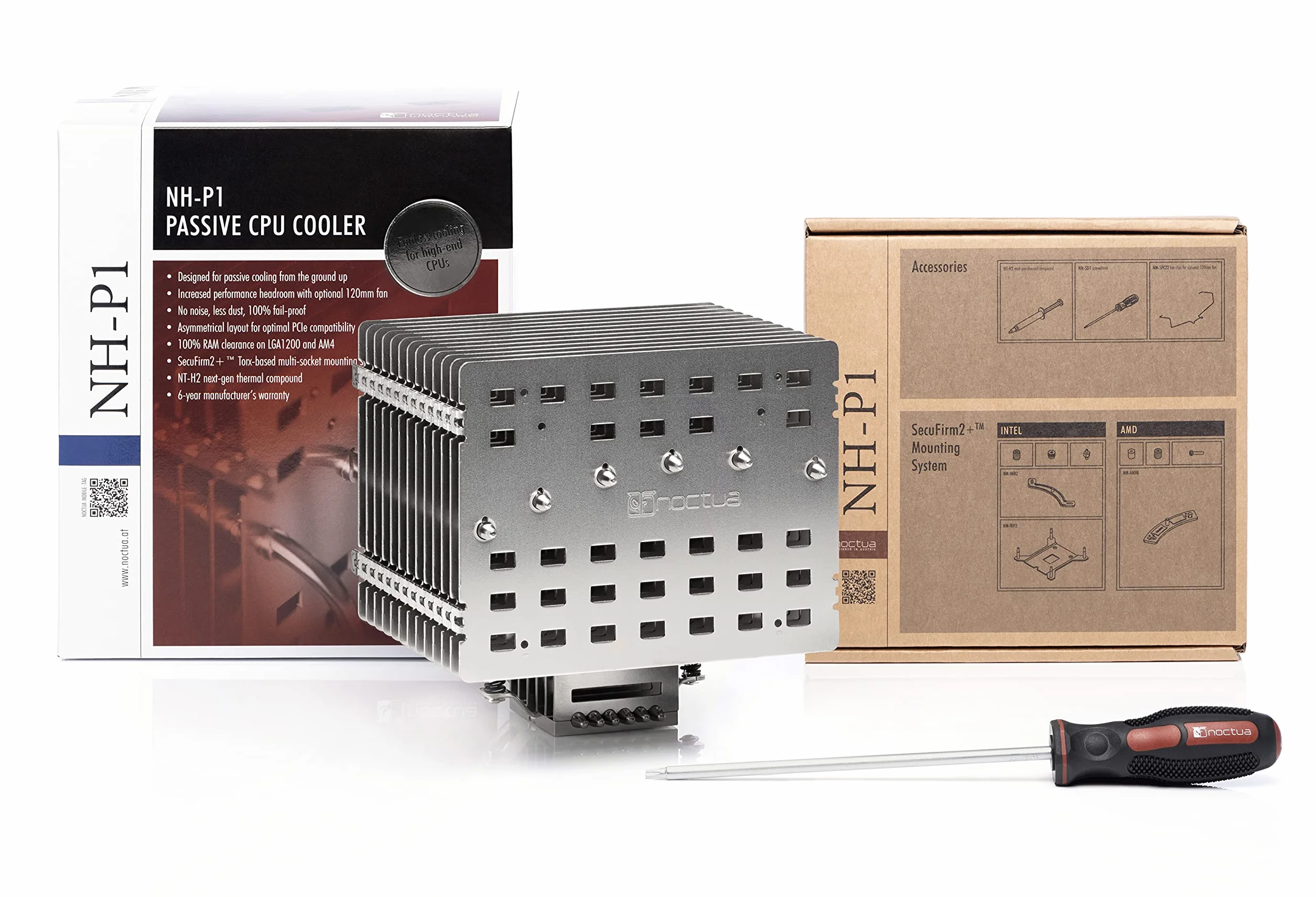 Noctua NH-P1, Pasywny Cooler CPU, Bezwentylatorowy Radiator Chłodzący w 100% Bezgłośnie