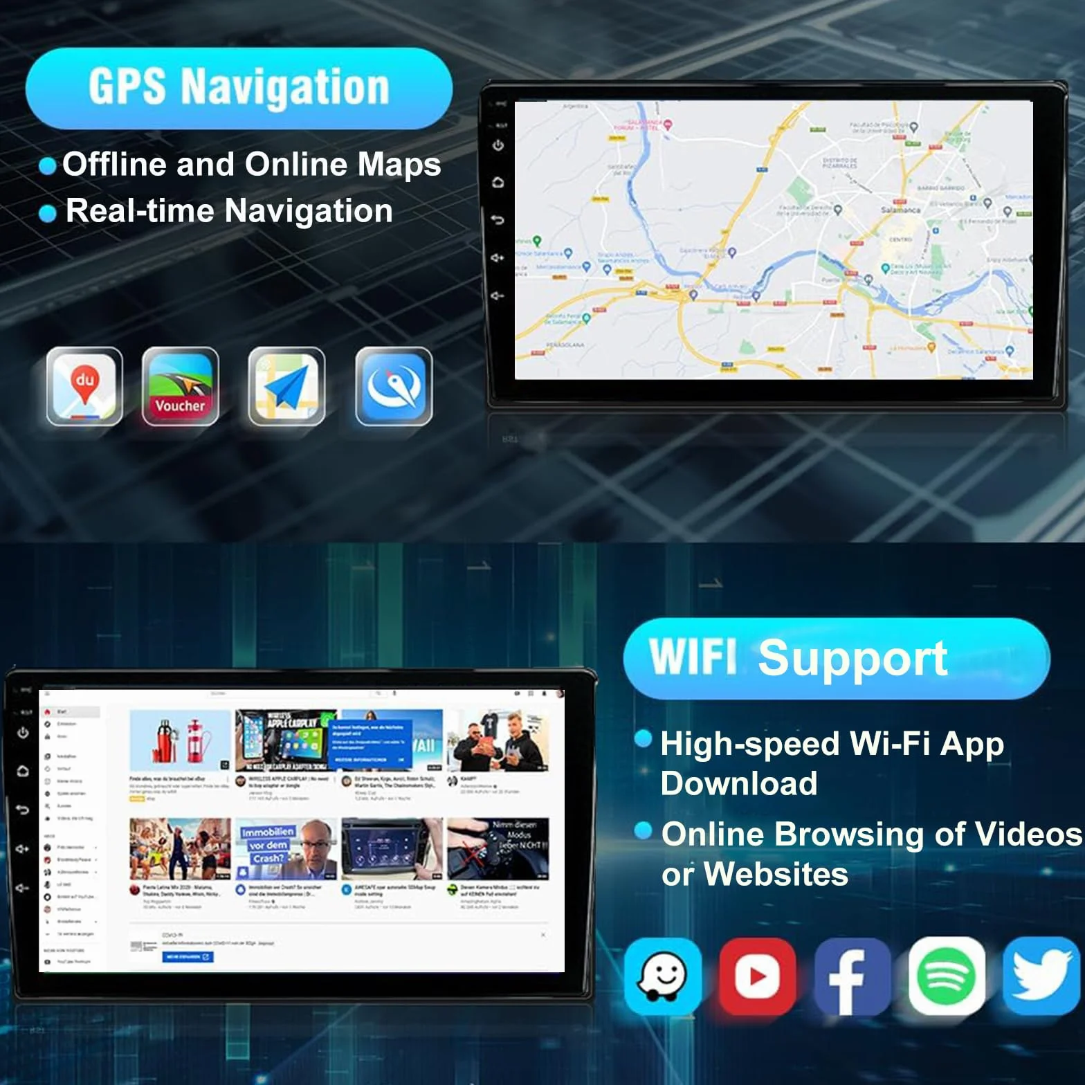 Podwójny Odtwarzacz Samochodowy Do Nissan Frontier Xterra 2009-2012 Z 9'' | Radio GPS nawigacja Carplay bezprzewodowy Android Auto Bluetooth FM AUX-in sterowanie kierownicą kamera cofania